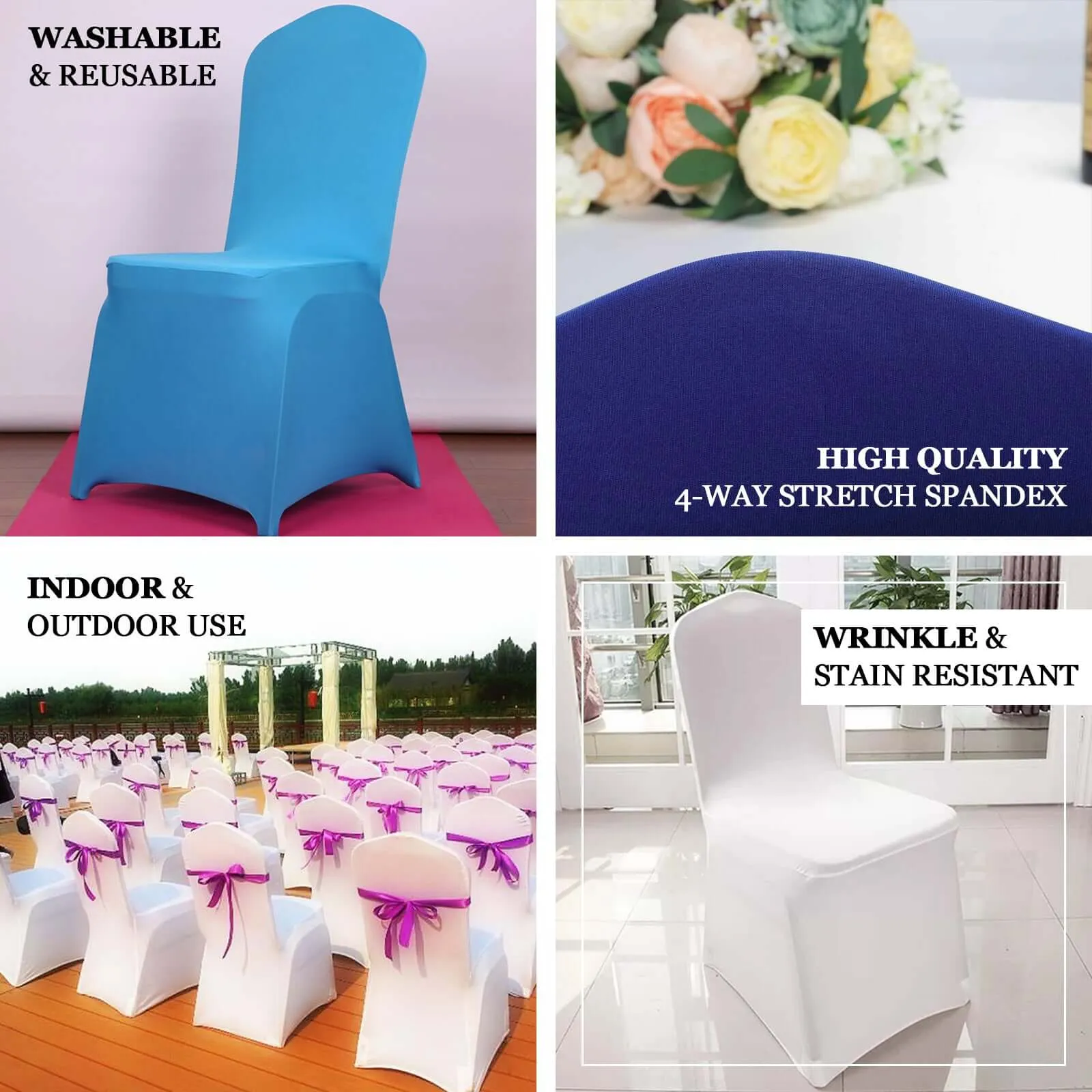 10 Pack Taupe Spandex Fitted Banquet Chair Covers, Reusable Stretched Slip On Chair Covers