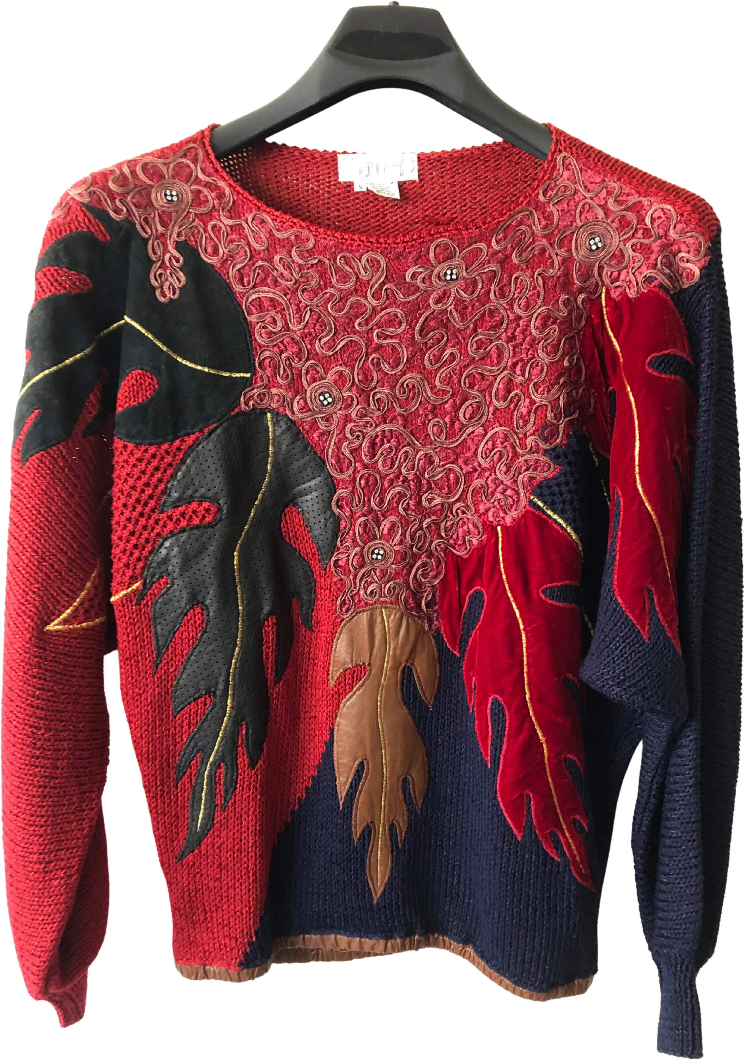 '80’s Embellished Dolman Sleeve Fall Sweater by Nannell