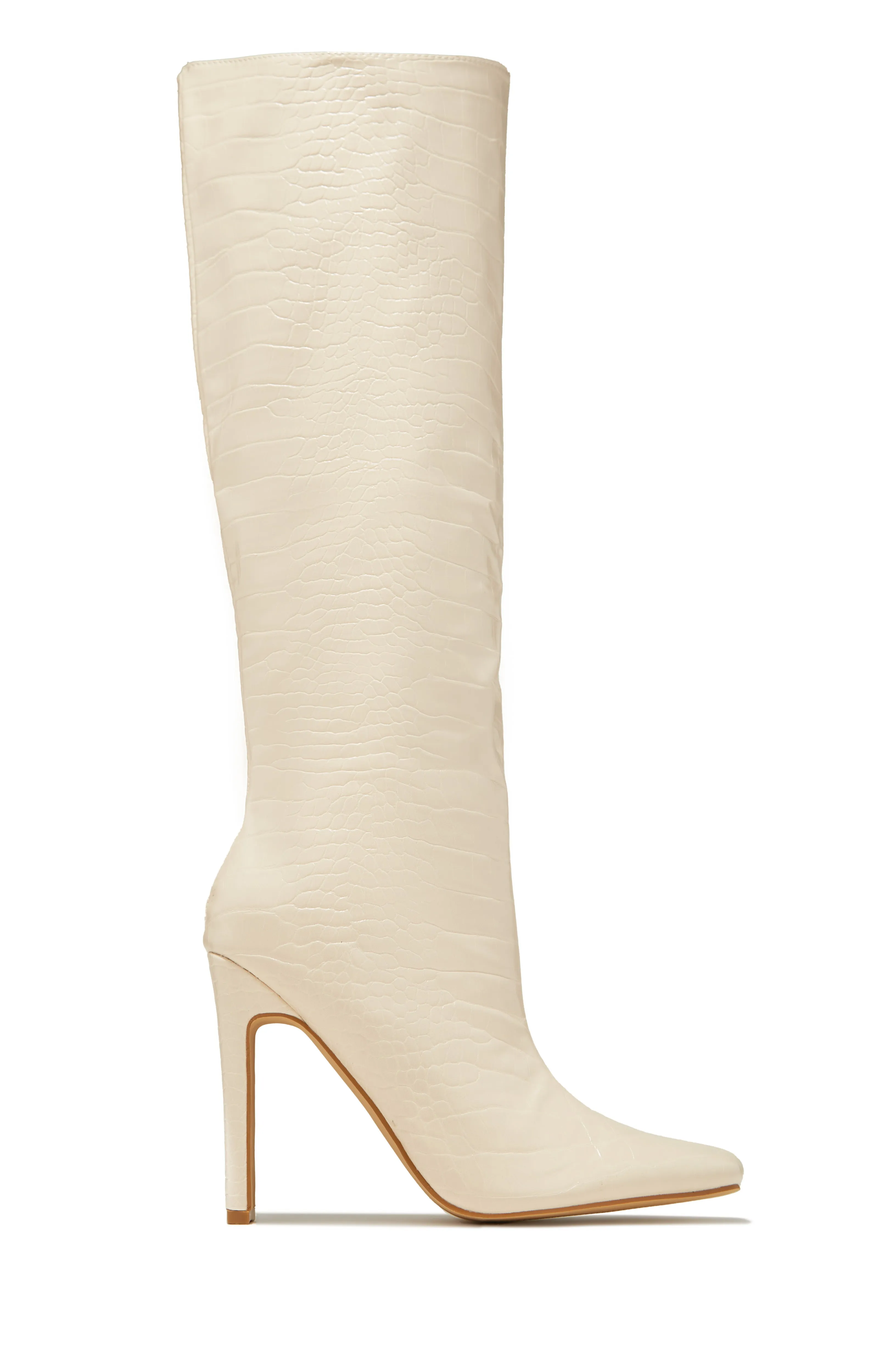 Adelaisa Knee High Heel Boots - Bone