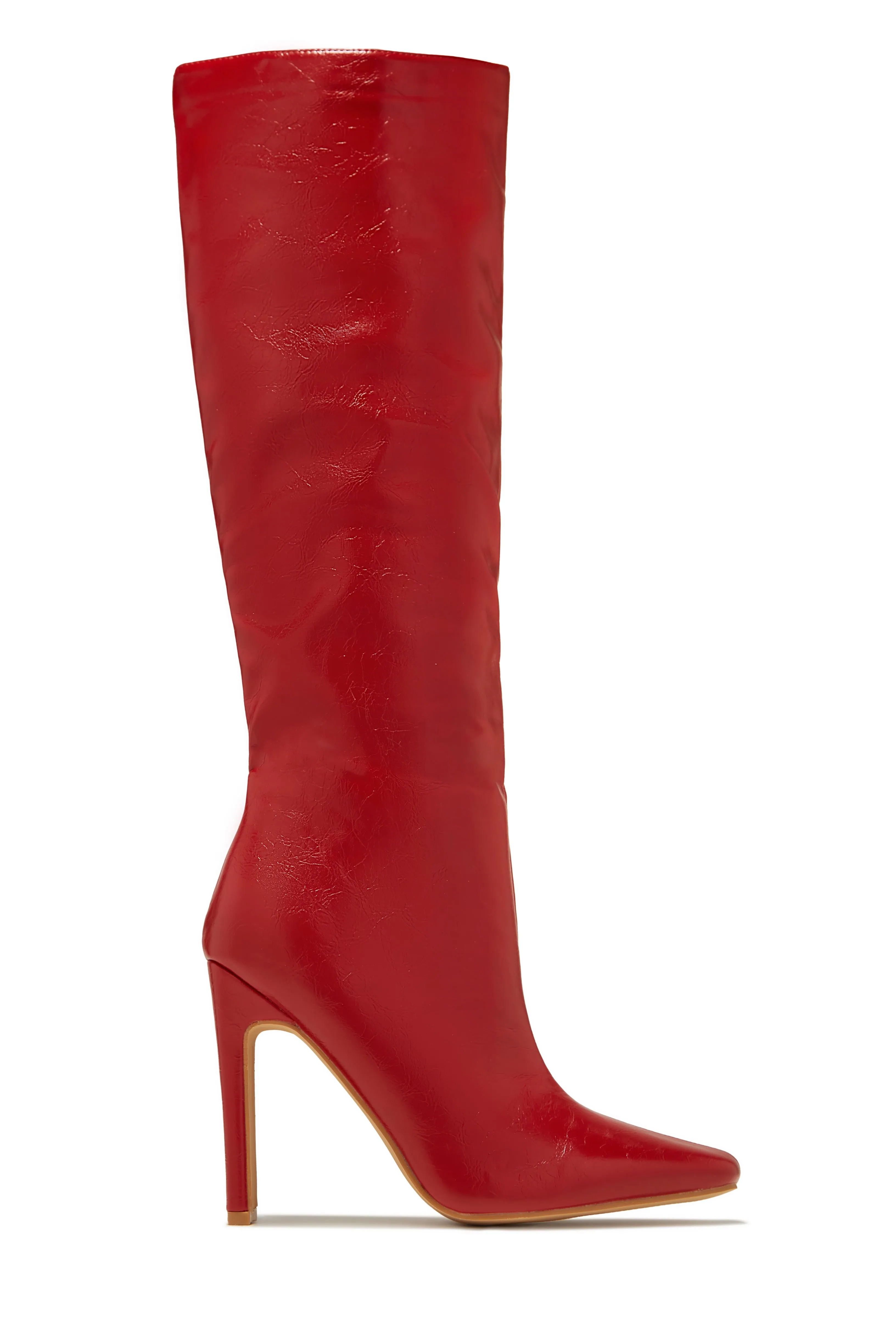 Adelaisa Knee High Heel Boots - Red