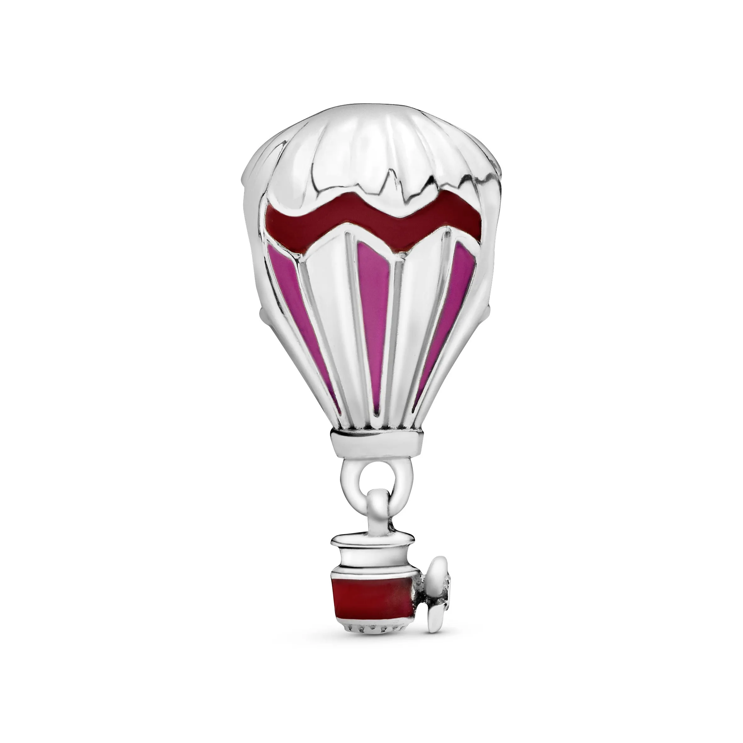 Air balloon silver charm with pink and red enamel