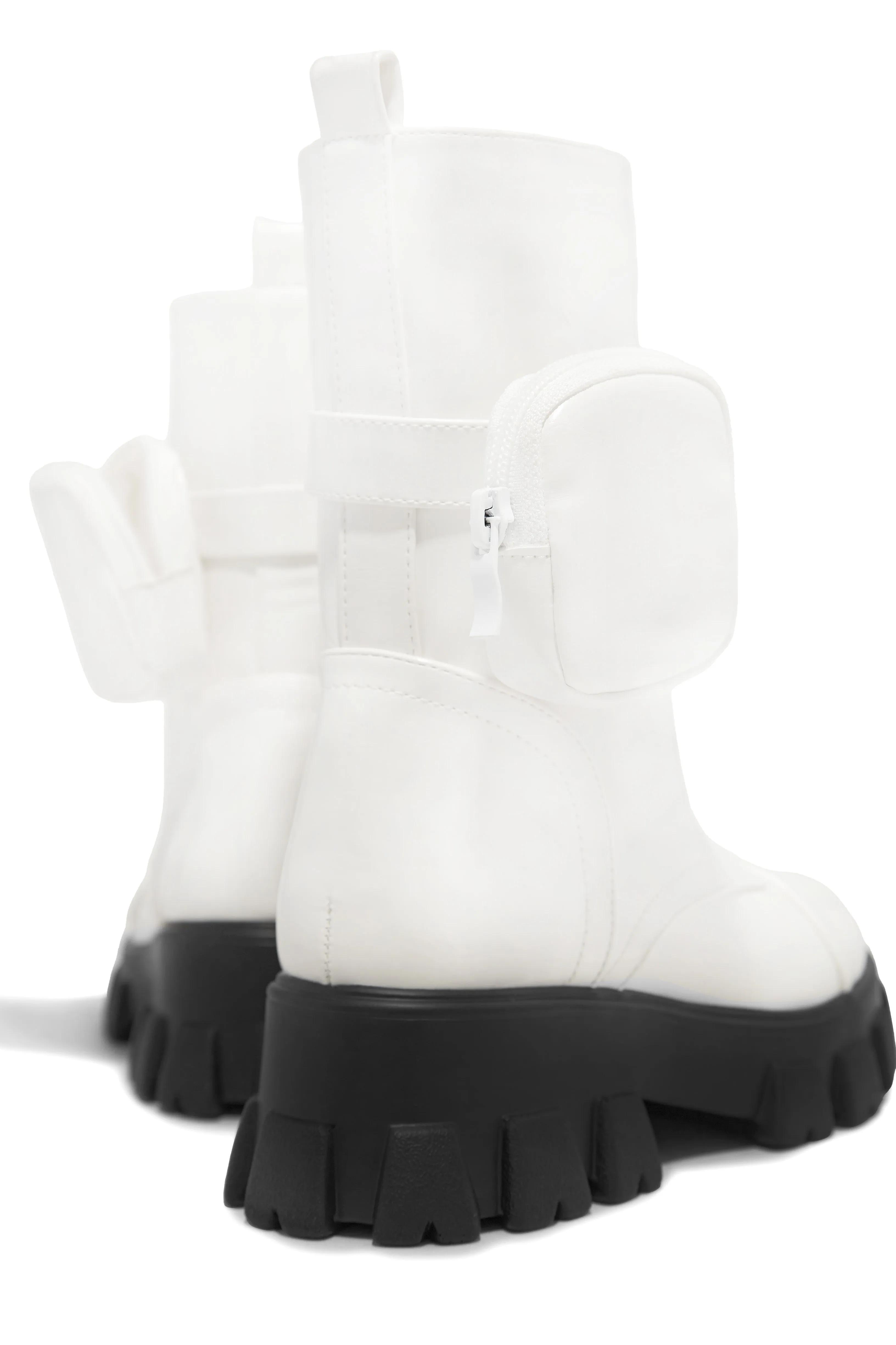 Arctic Chic Flat Combat Boots - White