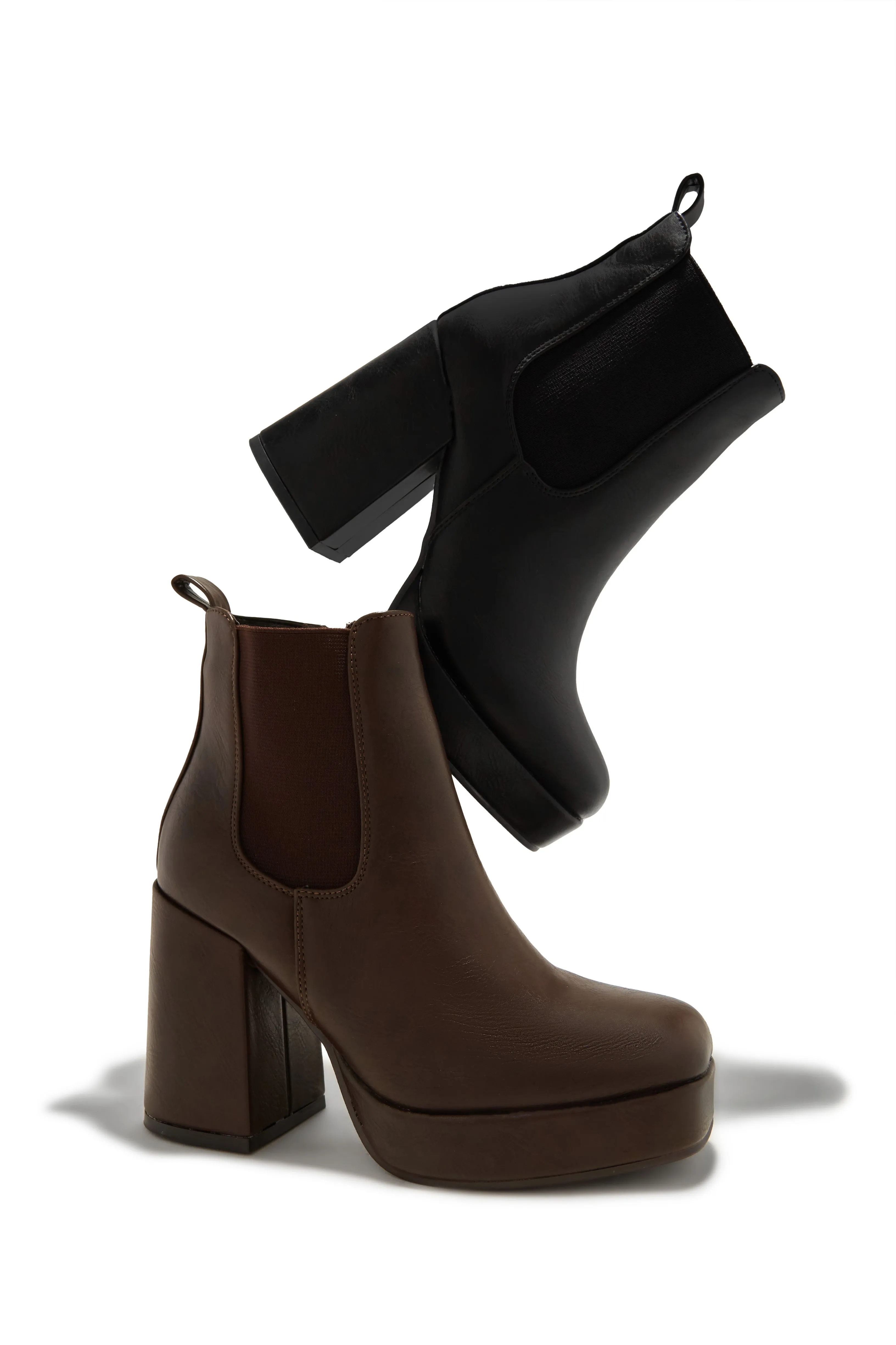 Arya Platform Block Heel Ankle Boots - Black