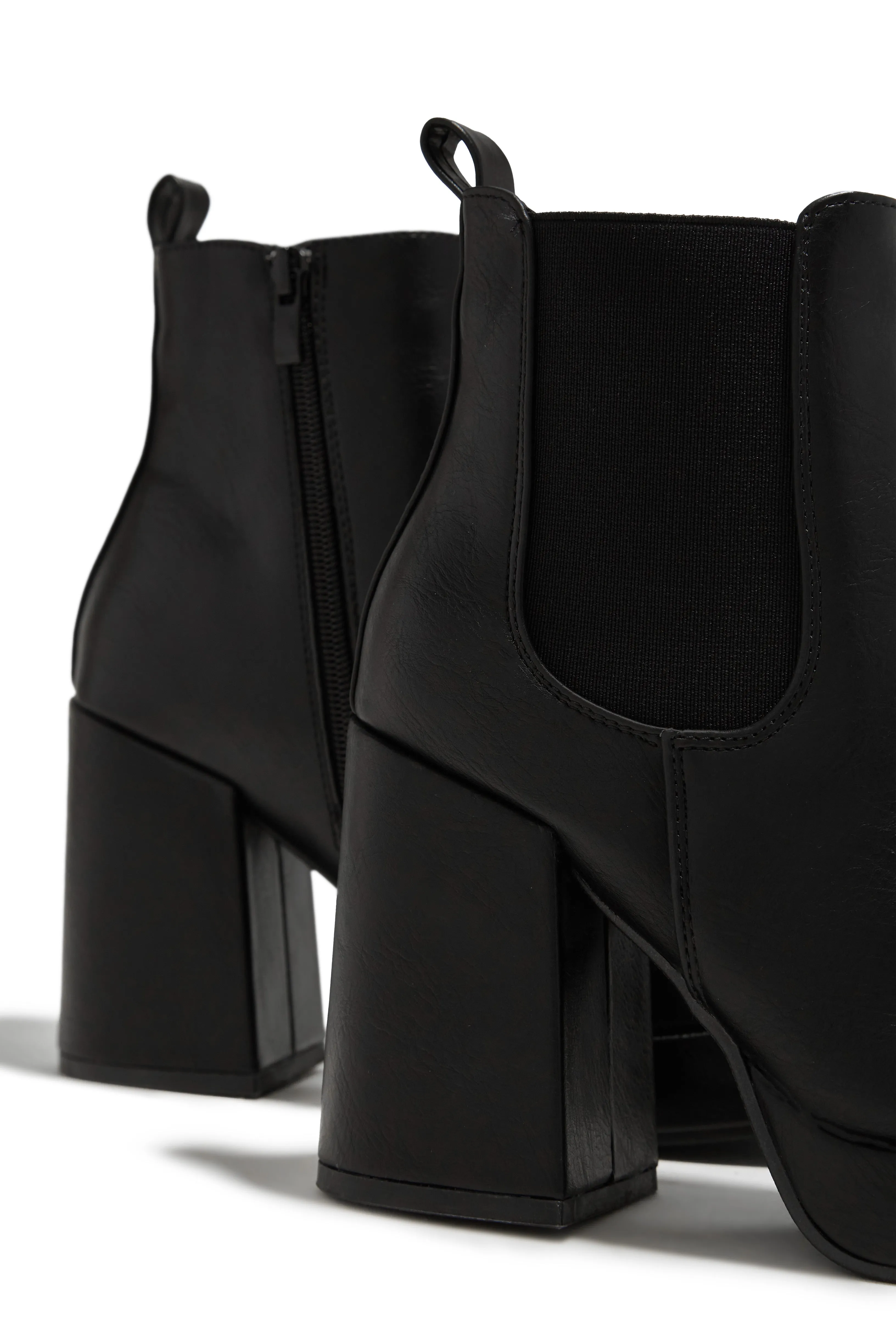 Arya Platform Block Heel Ankle Boots - Black