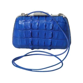 Balenciaga Electric Blue Crocodile Skin Clutch