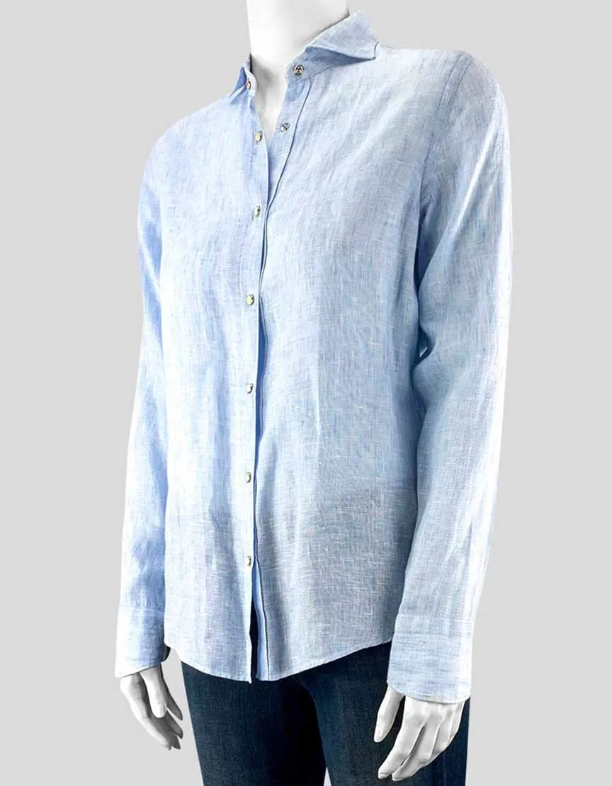 Barneys New York Light Blue Linen Shirt X-Small