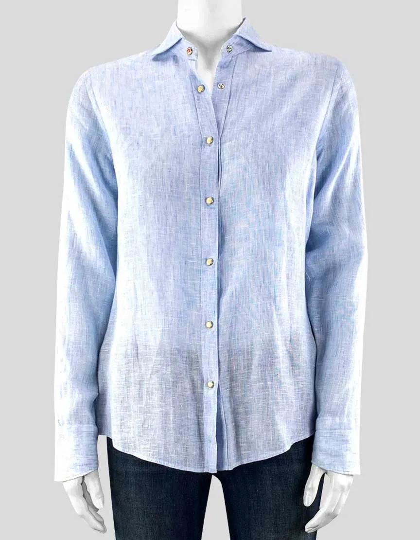 Barneys New York Light Blue Linen Shirt X-Small