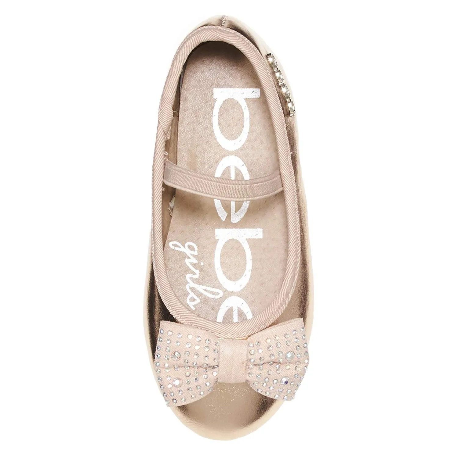 bebe Toddler Girls Ballet Flats with Rhinestone Bow Mary Jane Ballerina