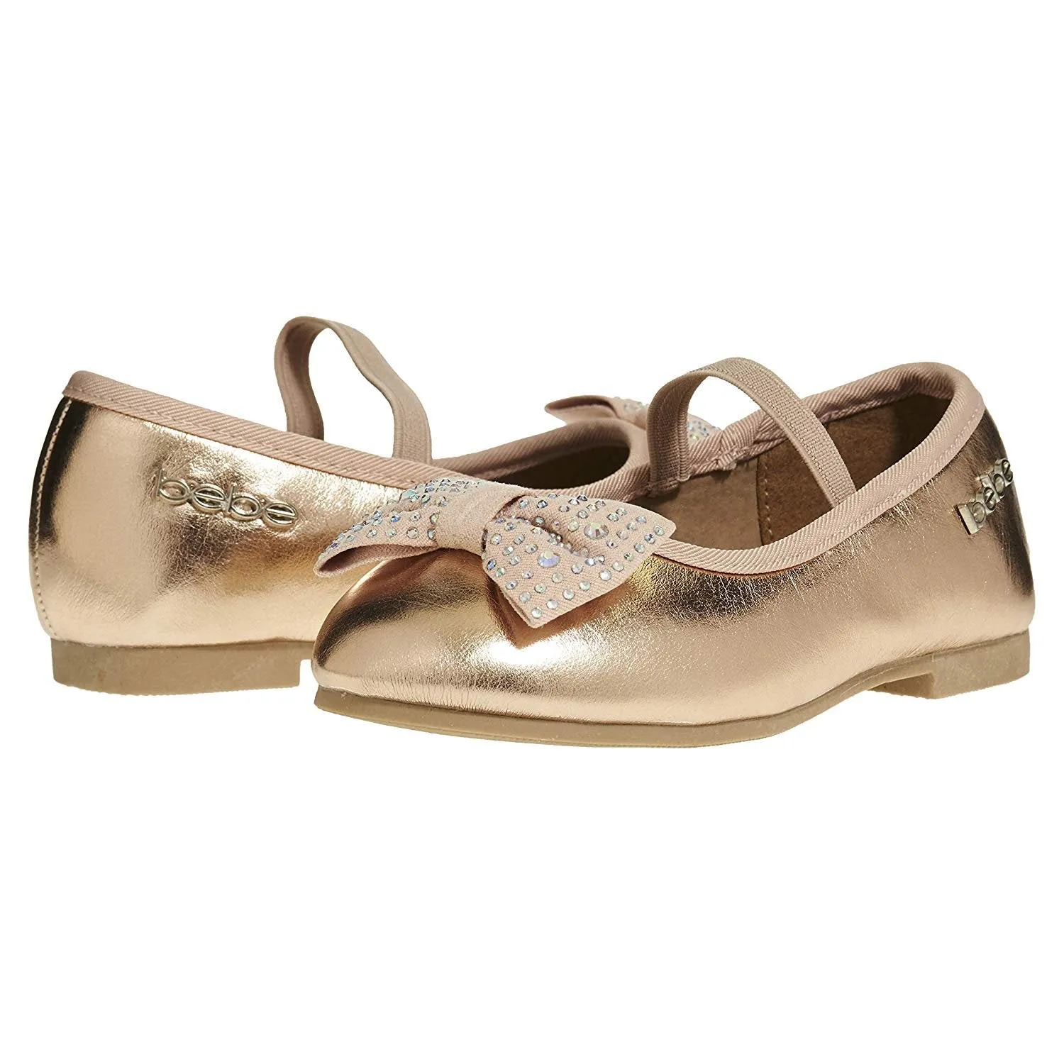 bebe Toddler Girls Ballet Flats with Rhinestone Bow Mary Jane Ballerina