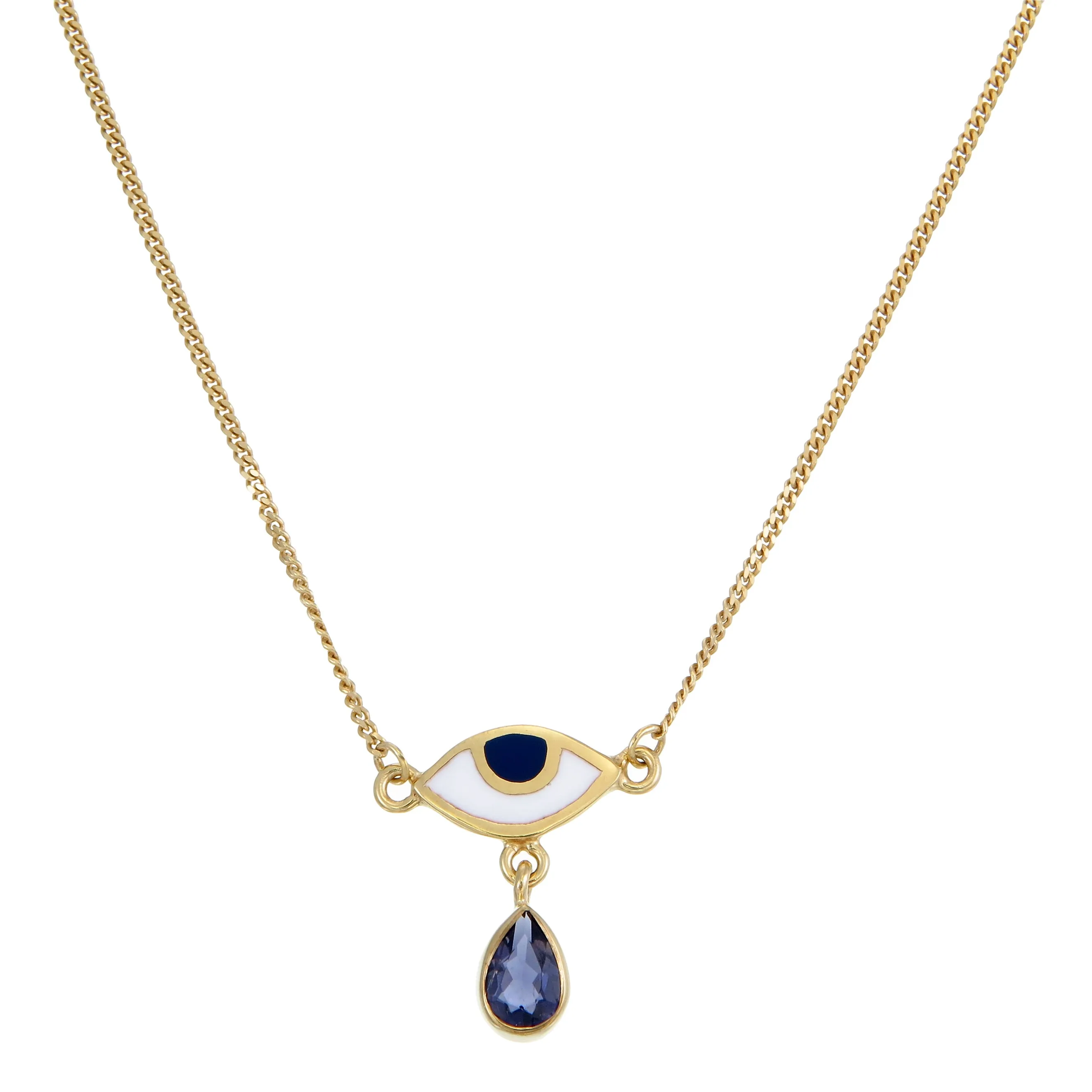 BEJEWELLED EYE NECKLACE IOLITE - GOLD