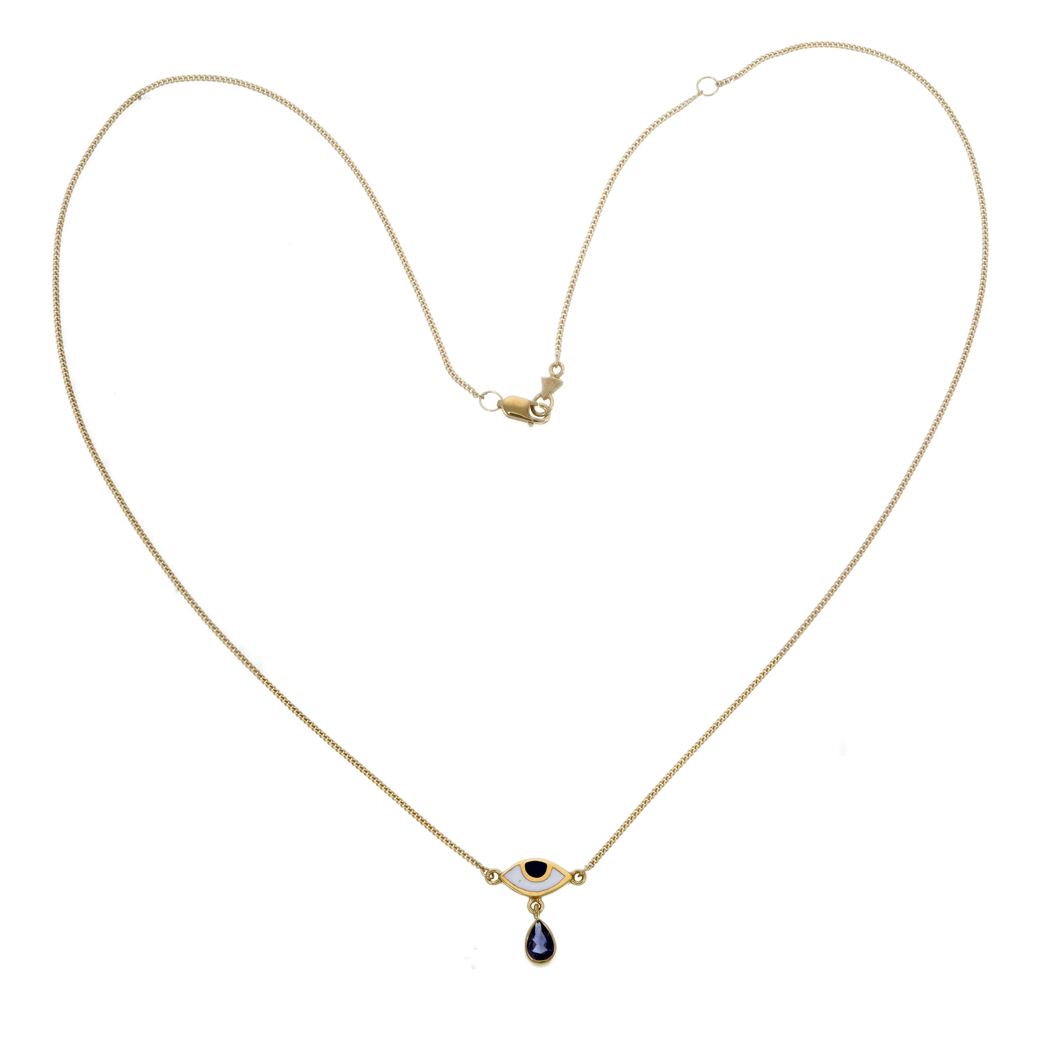 BEJEWELLED EYE NECKLACE IOLITE - GOLD