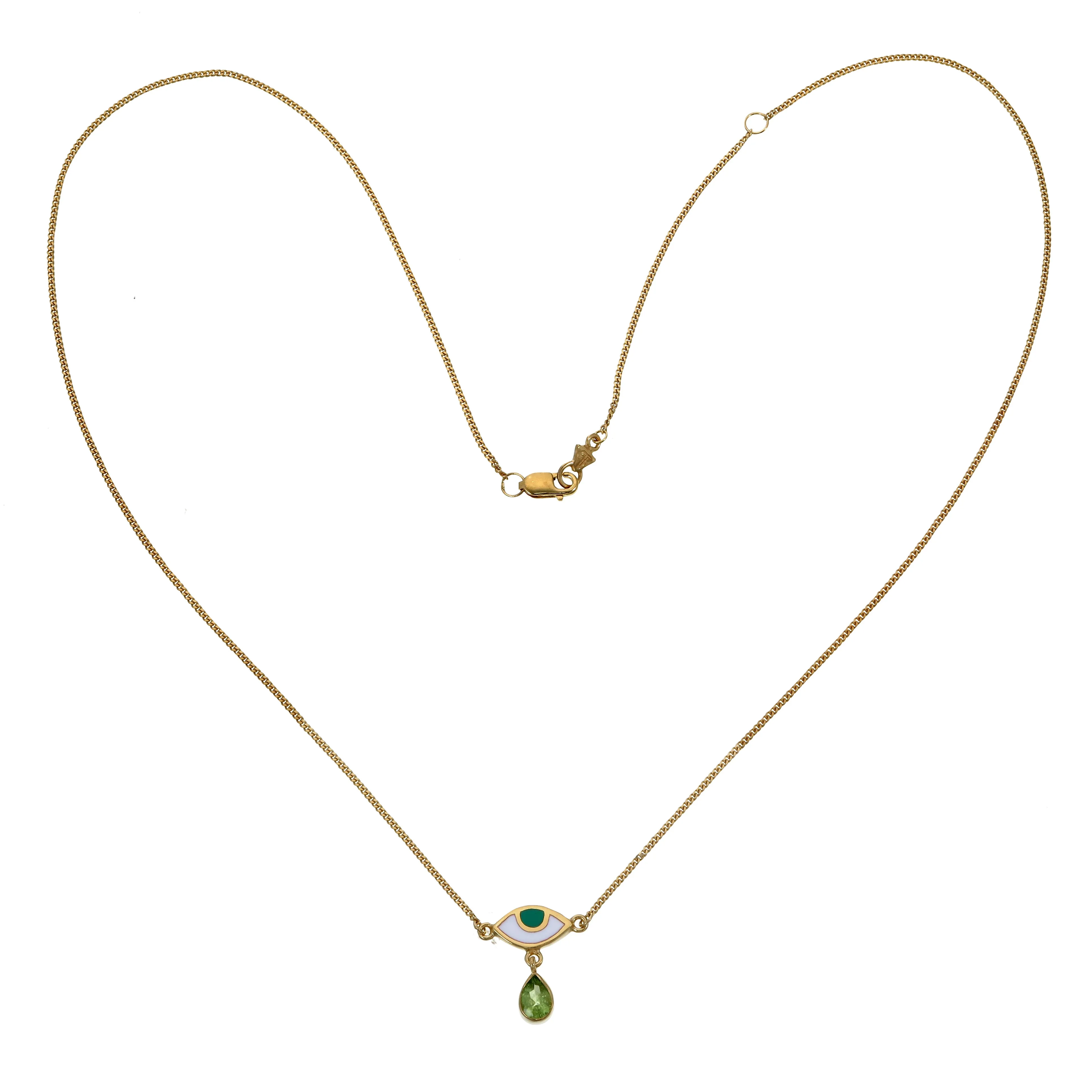 BEJEWELLED EYE NECKLACE PERIDOT - GOLD