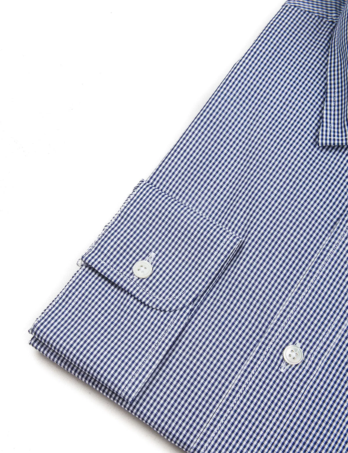 BKT20 Slim Dress Shirt in Micro Gingham - White and Navy