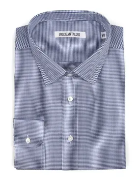 BKT20 Slim Dress Shirt in Micro Gingham - White and Navy