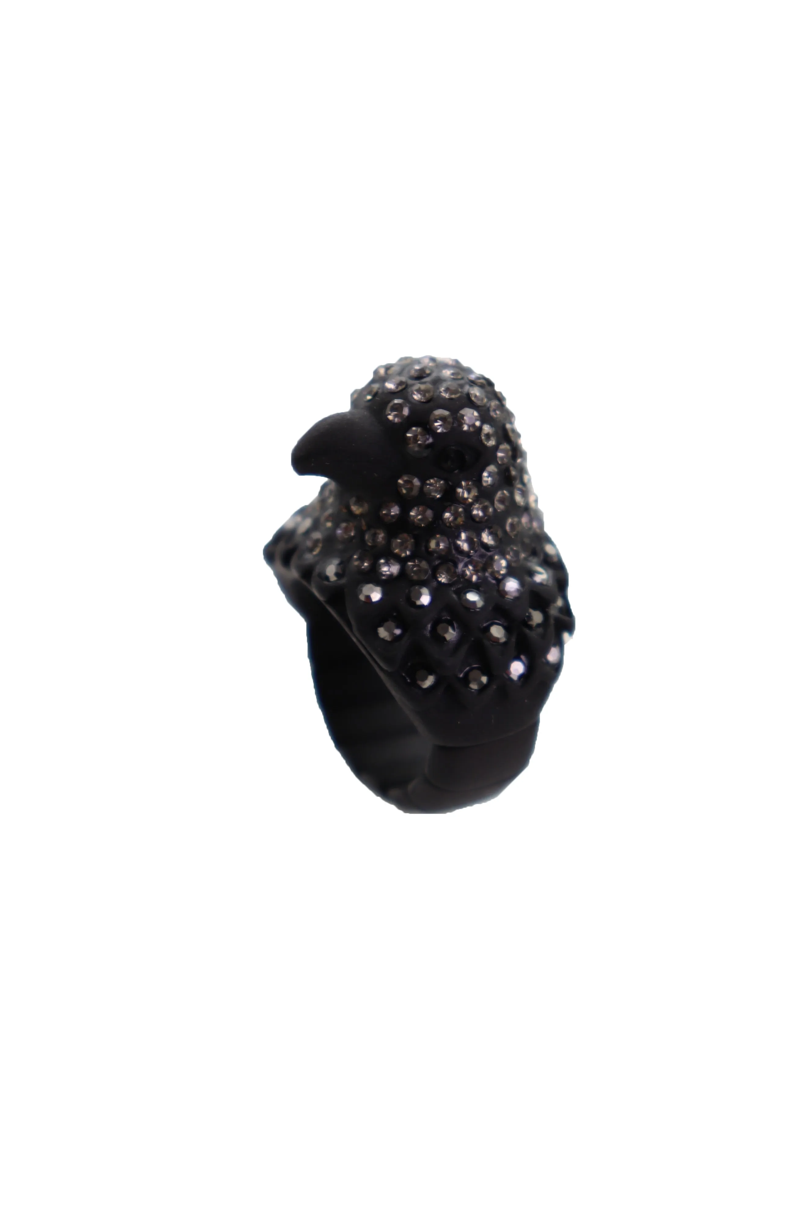 Black Color Metal Ring Bird Head Eagle Elastic Band Bling One Size Fits All