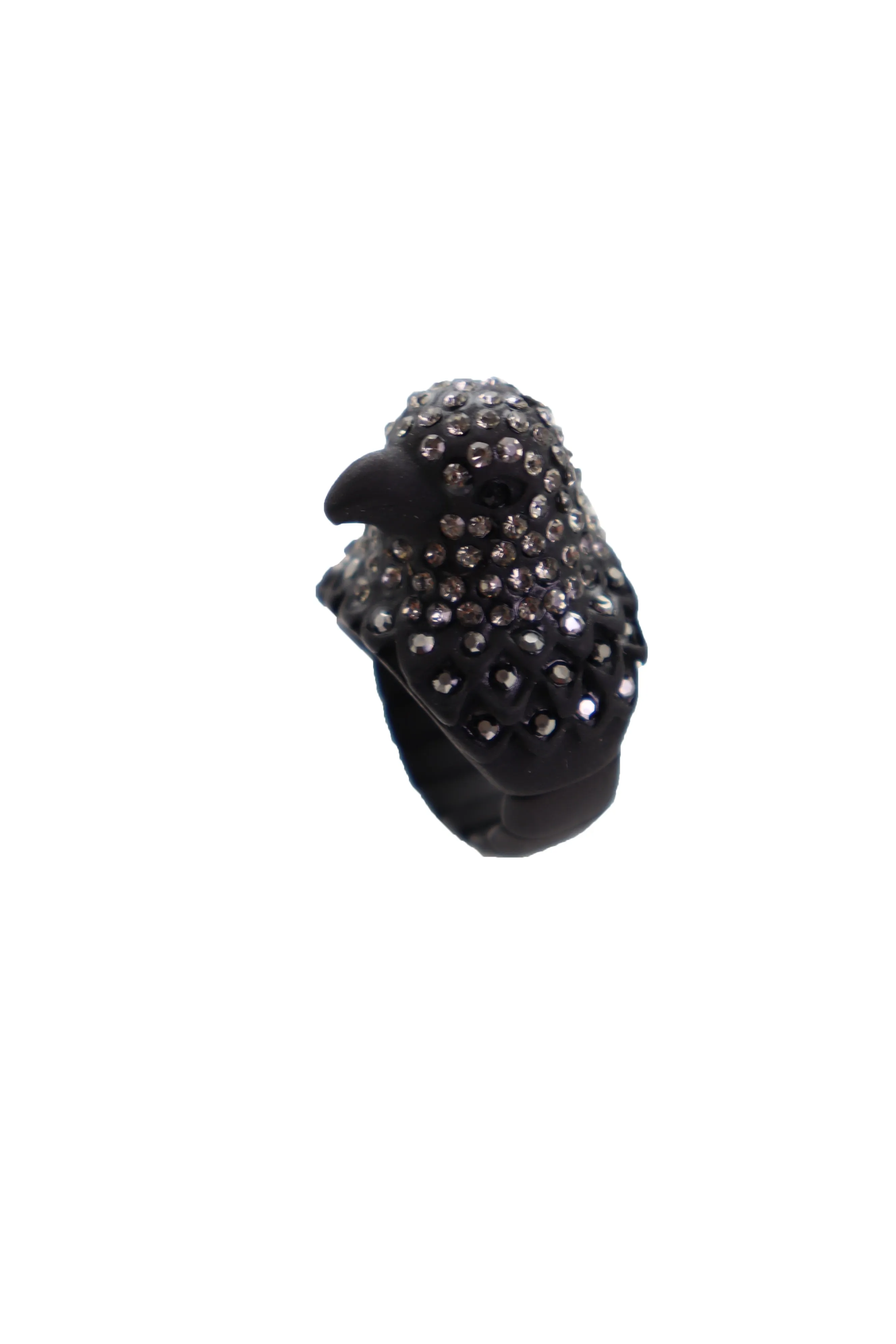 Black Color Metal Ring Bird Head Eagle Elastic Band Bling One Size Fits All