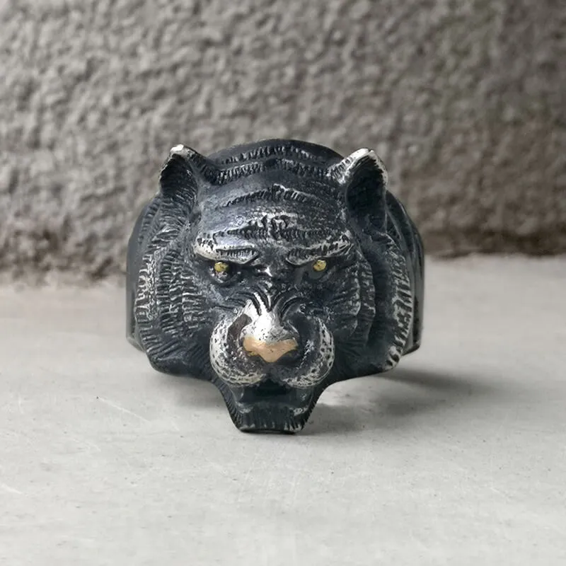 Black Tiger Sterling Silver Copper Ring