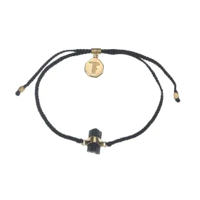 BLACK TOURMALINE CRYSTAL BRACELET - BLACK - GOLD