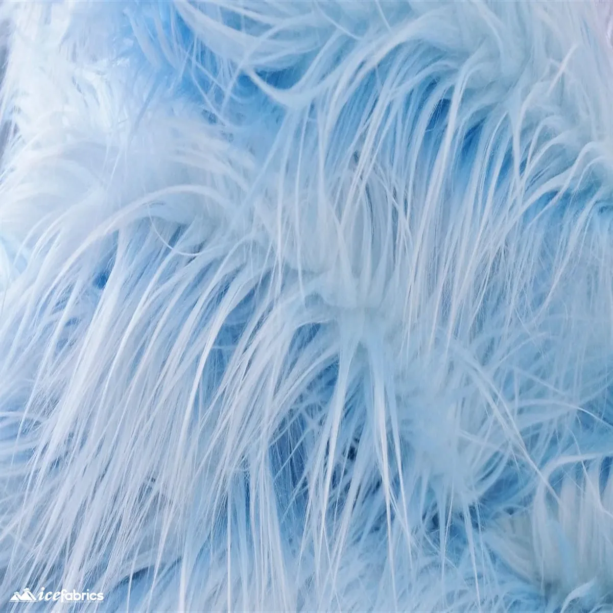 Blue Shaggy Mohair Faux Fur Fabric/ 3-4 Inches Long Pile