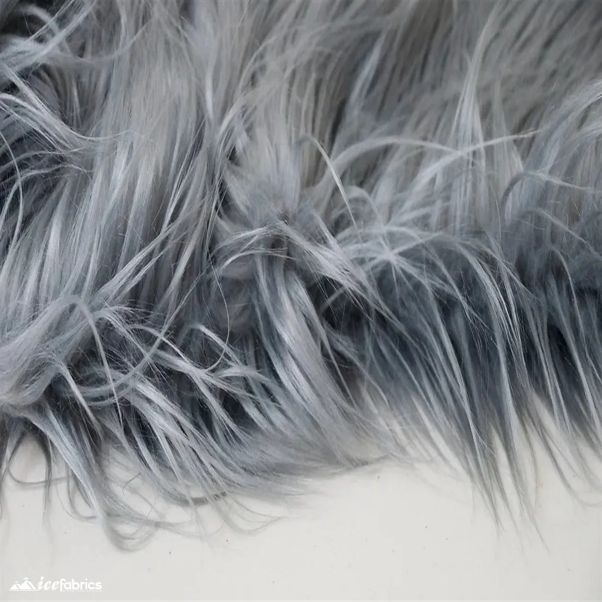 Charcoal Shaggy Mohair Faux Fur Fabric/ 3-4 Inches Long Pile