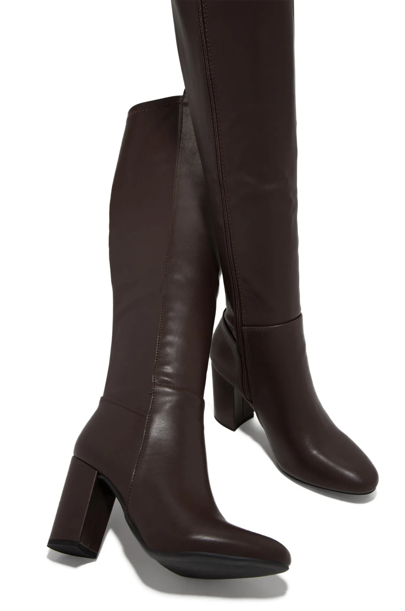 Colette Block Heel Boots - Brown