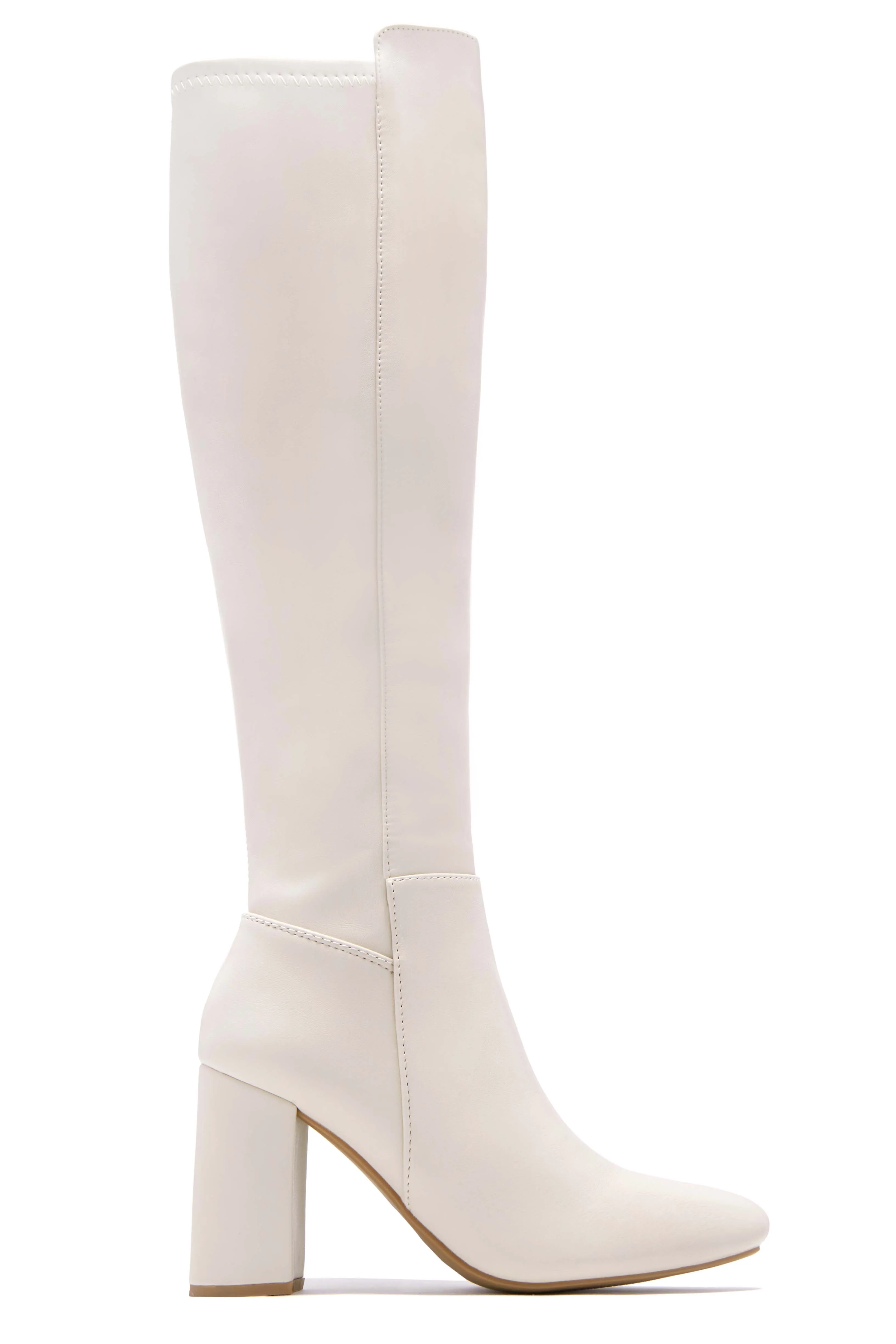 Colette Block Heel Boots - Ivory