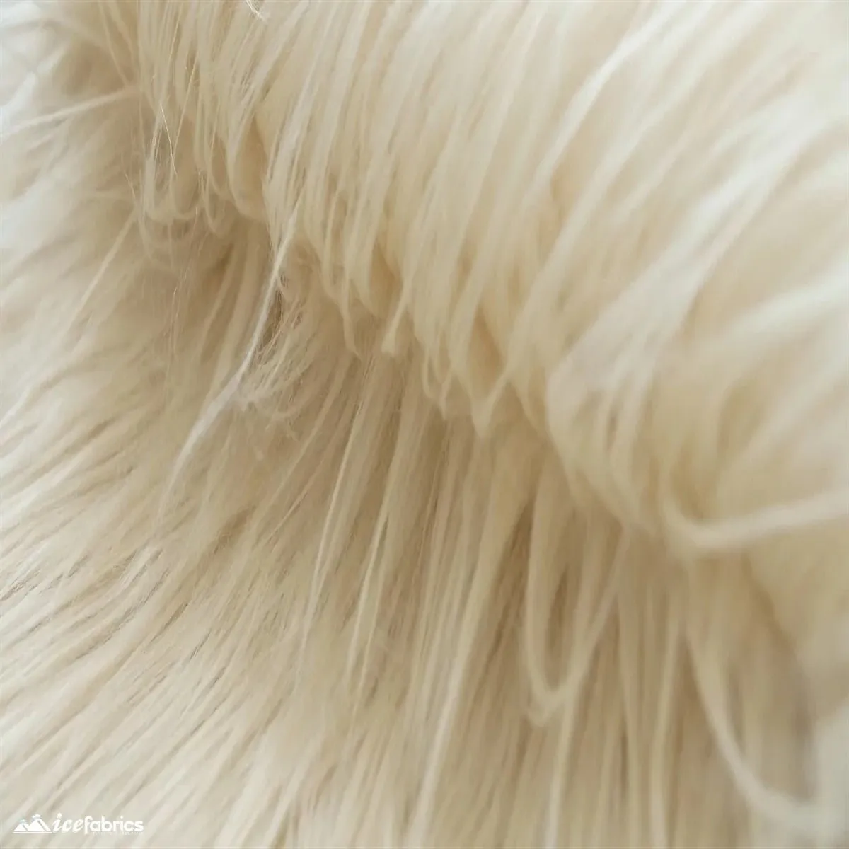 Cream Shaggy Mohair Faux Fur Fabric/ 3-4 Inches Long Pile