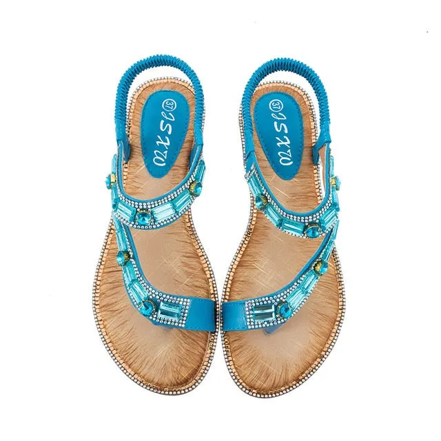 Cross Border Rhinestone T-Strap Flat Sandal