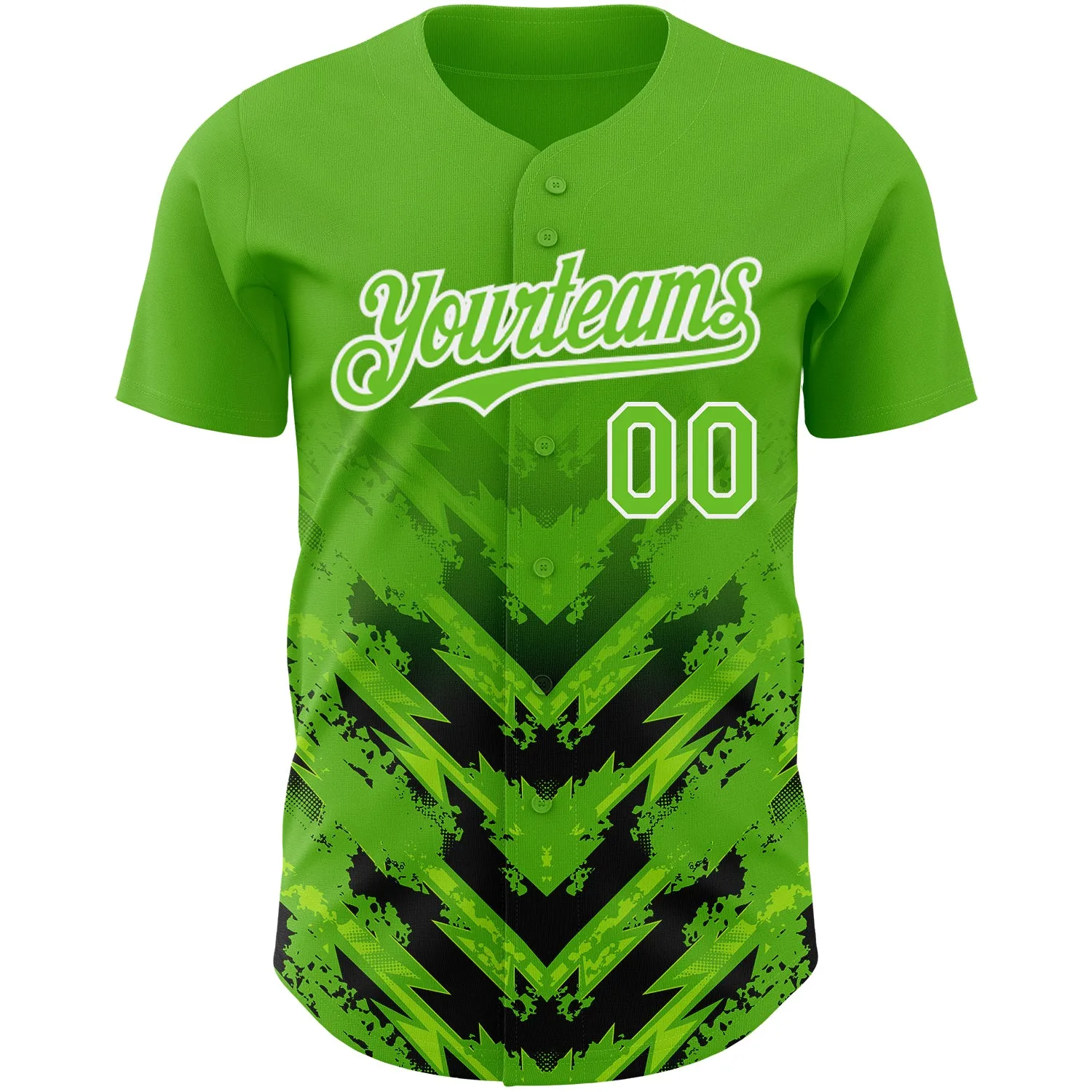 Custom Aurora Green Black-White 3D Pattern Design Abstract Arrow Authentic Baseball Jersey