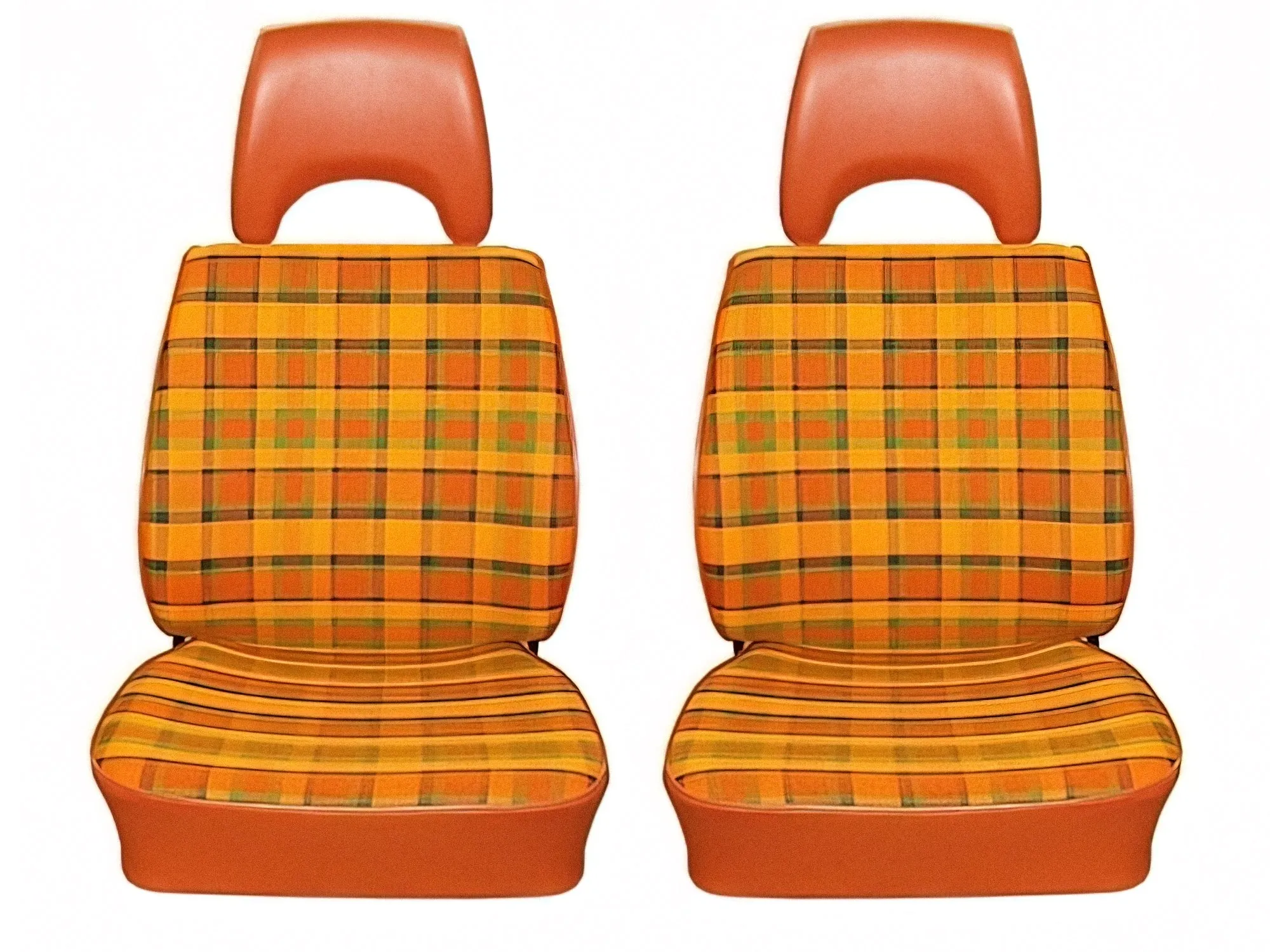 Custom Upholstery for Front Bucket Seats (Plaid/Vinyl) [Late Bus]