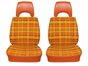 Custom Upholstery for Front Bucket Seats (Plaid/Vinyl) [Late Bus]