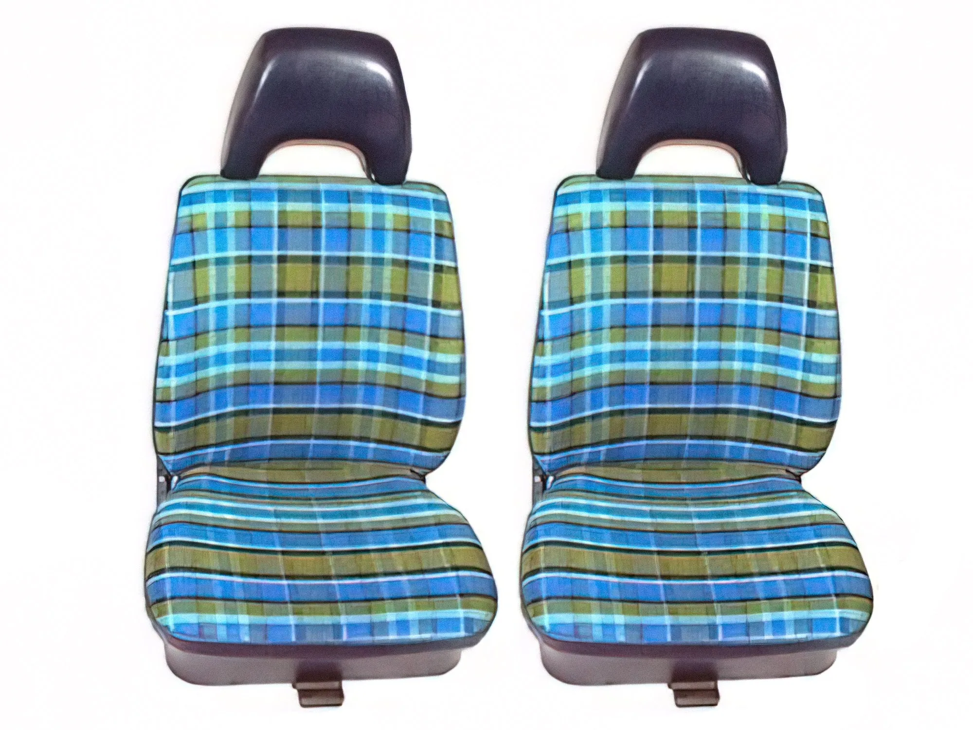 Custom Upholstery for Front Bucket Seats (Plaid/Vinyl) [Late Bus]