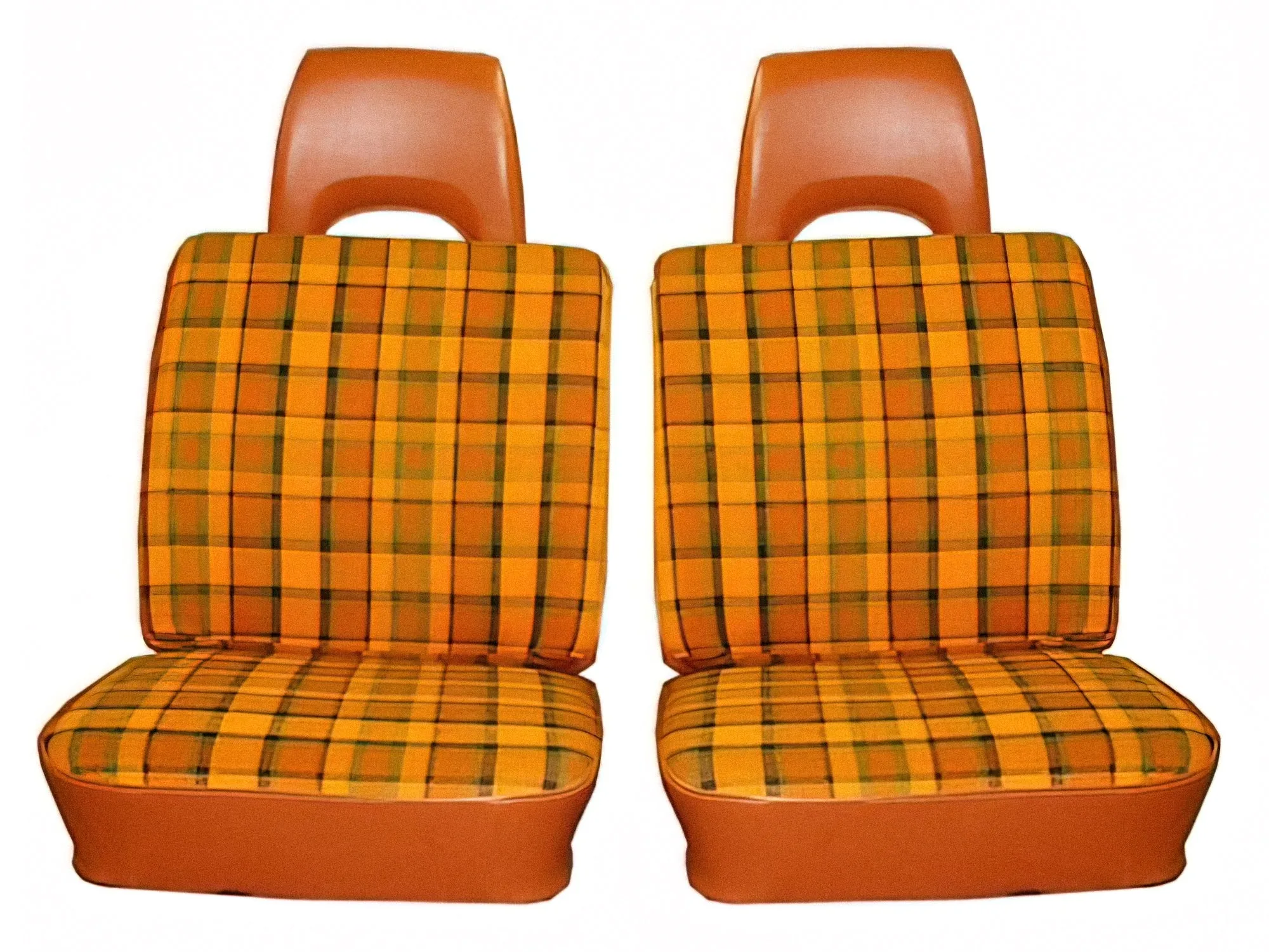 Custom Upholstery for Front Bucket Seats (Plaid/Vinyl) [Late Bus]