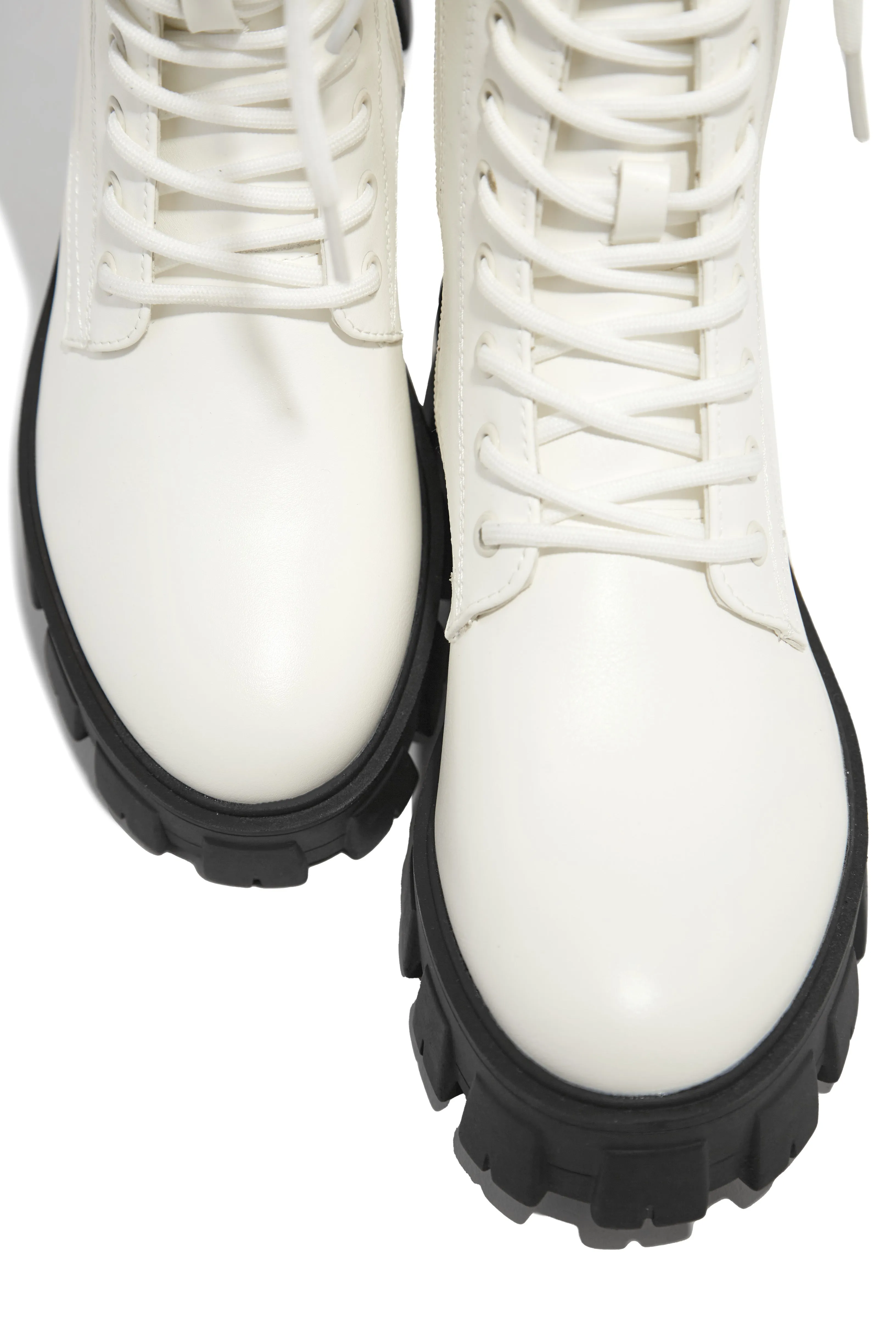 Dani Lace Up Combat Boots - White