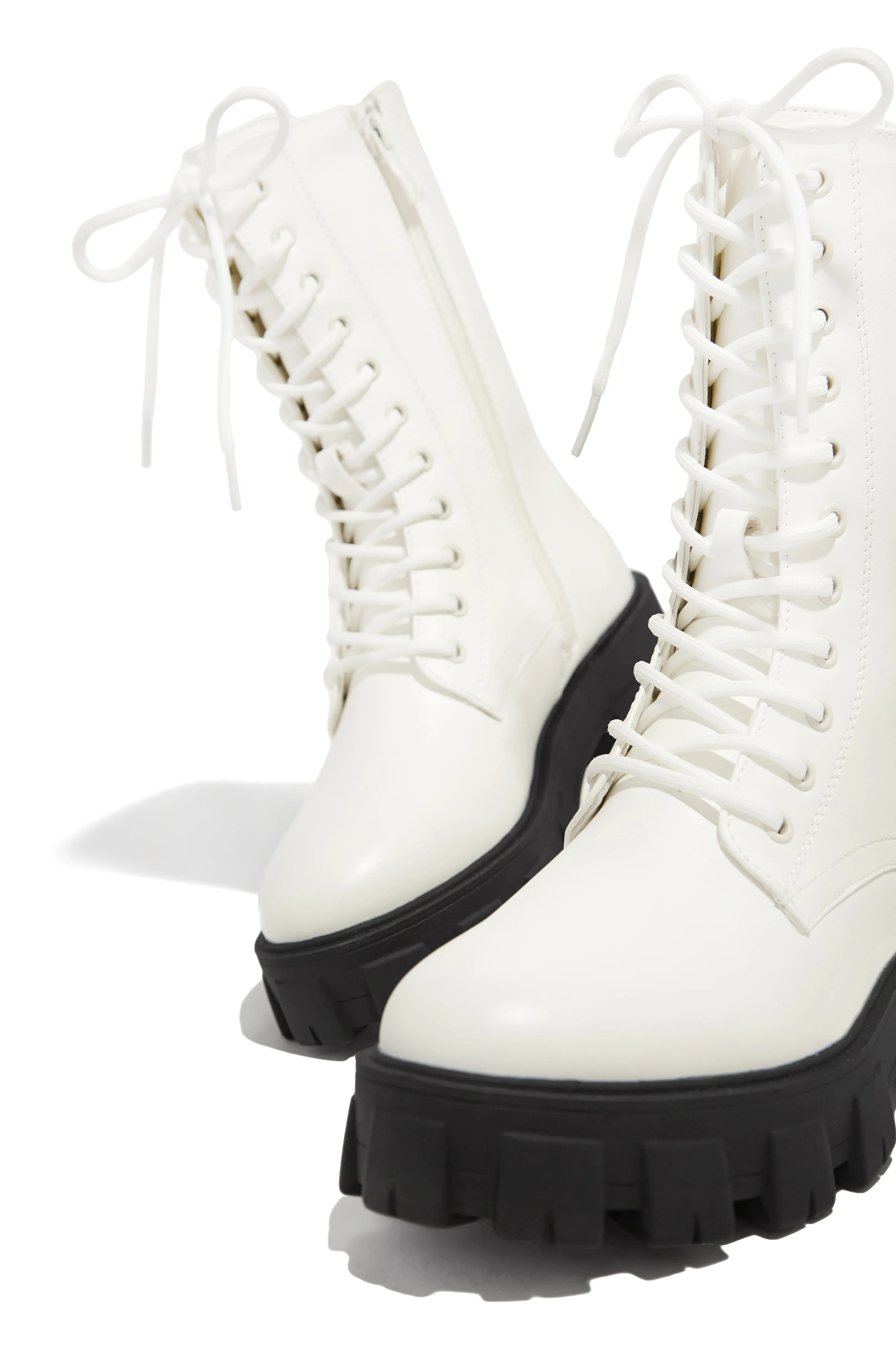 Dani Lace Up Combat Boots - White