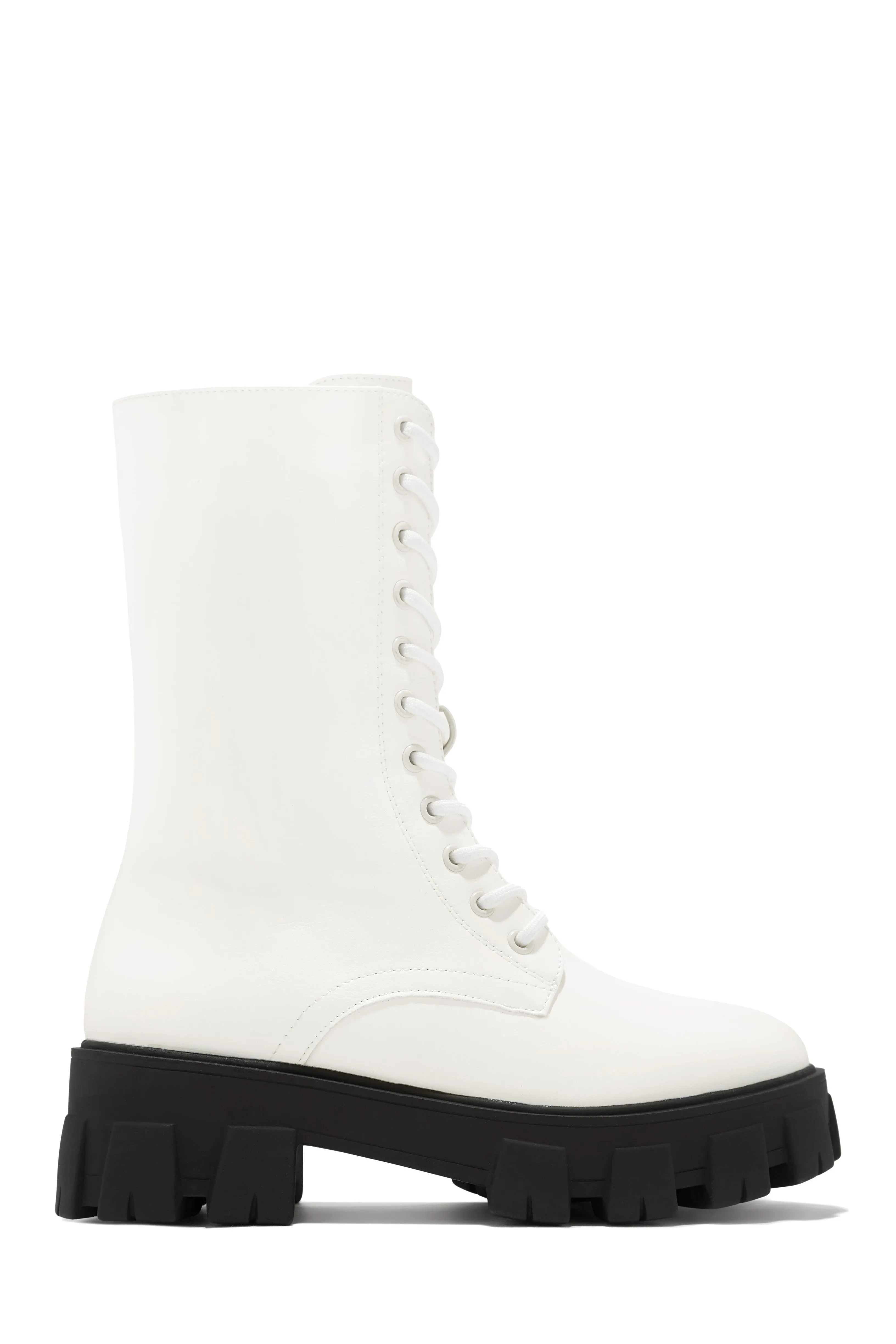 Dani Lace Up Combat Boots - White