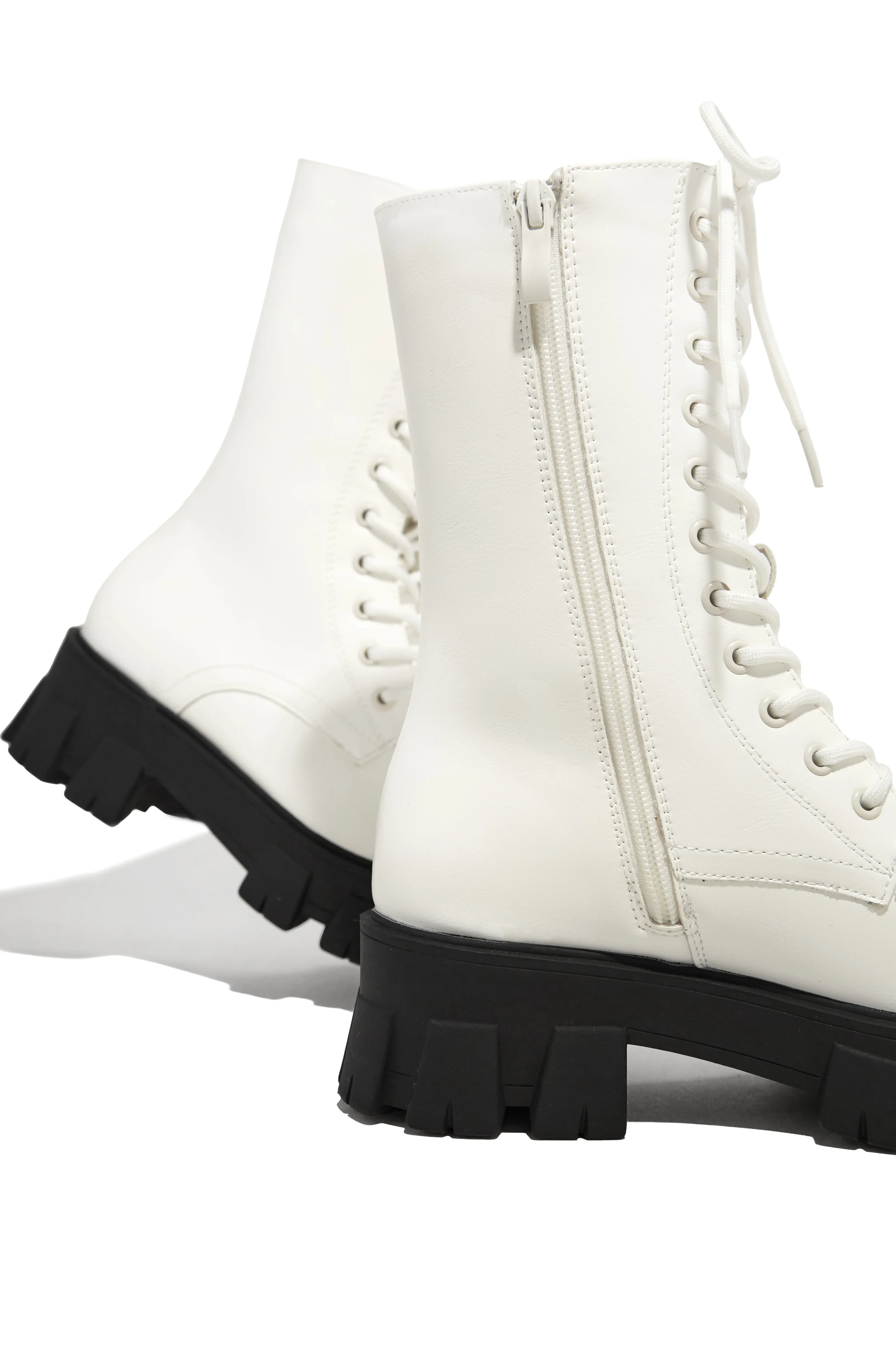 Dani Lace Up Combat Boots - White