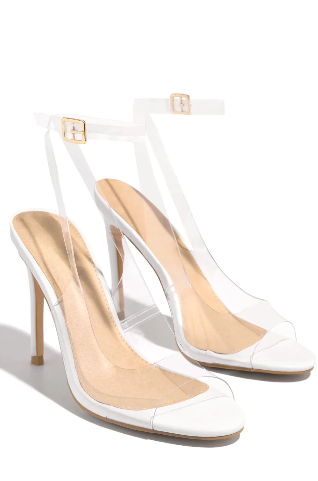 Desire You Clear Strap Heels - White