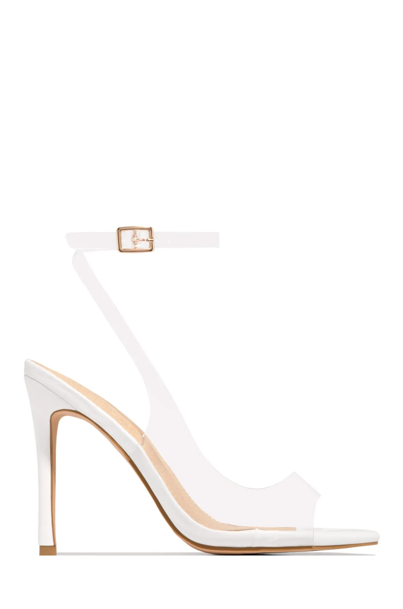 Desire You Clear Strap Heels - White