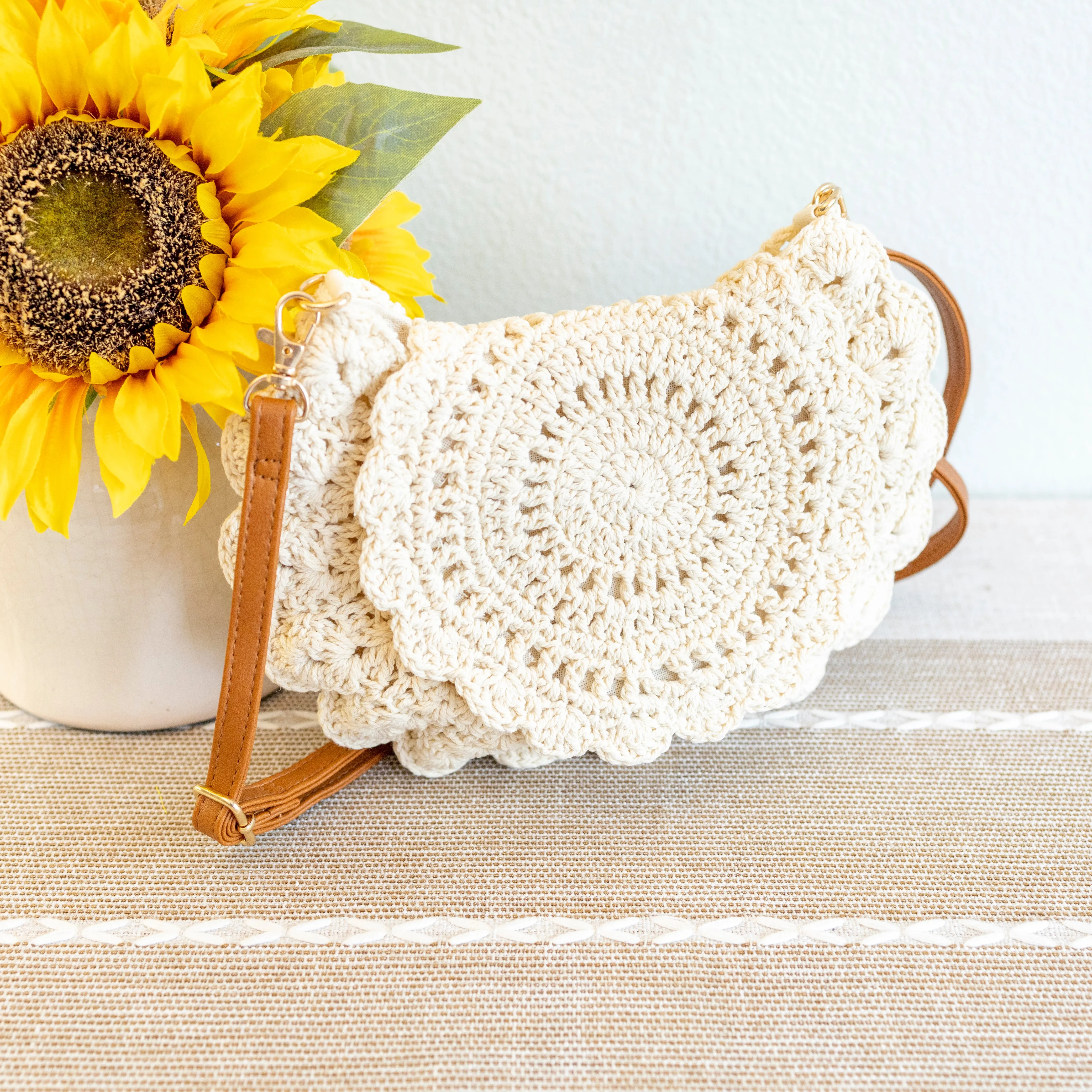 Elena Handbags Boho Crochet Crossbody Bag