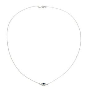 EYE SPY MINI NECKLACE - BLUE - SILVER