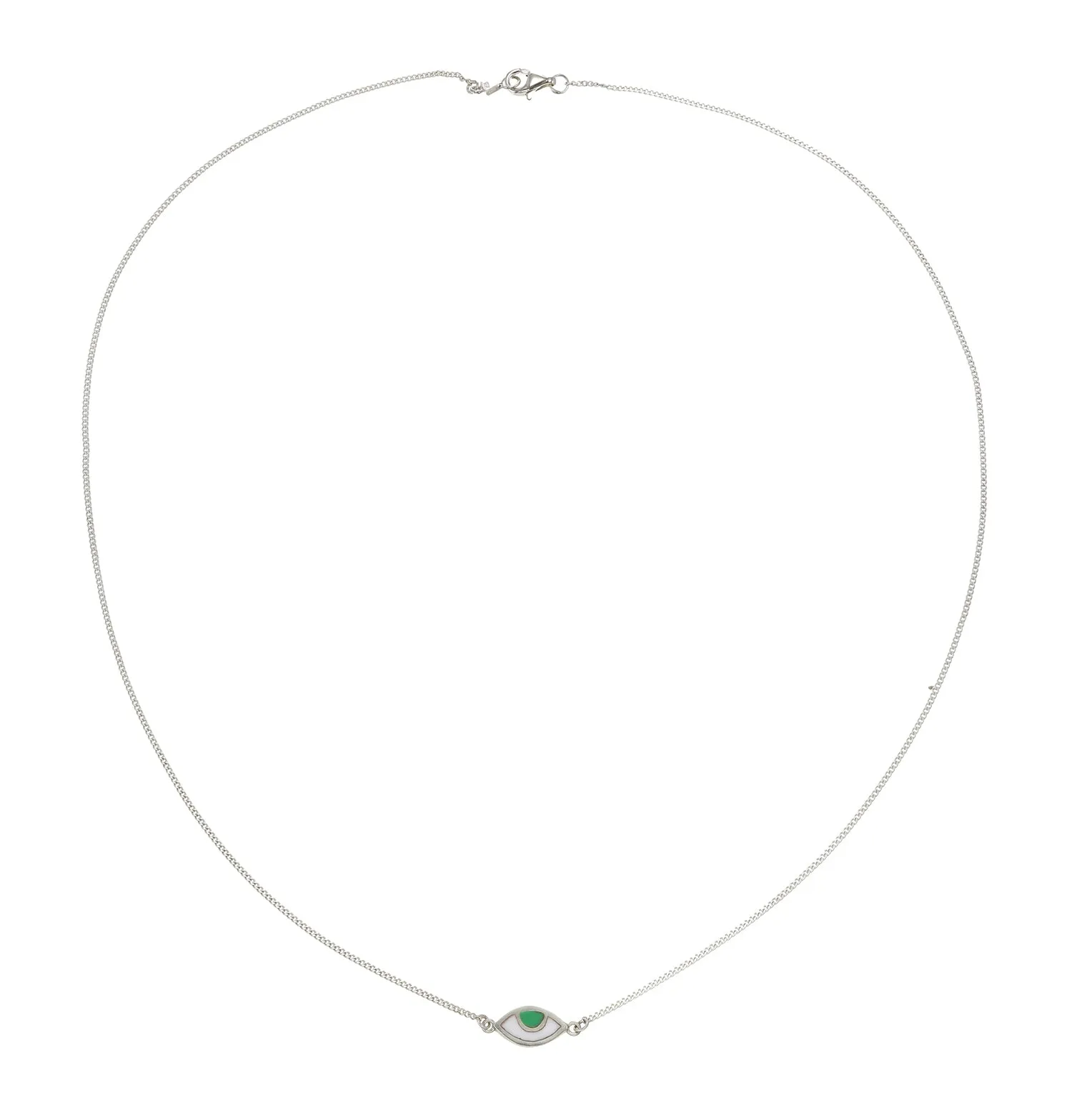 EYE SPY MINI NECKLACE - GREEN - SILVER