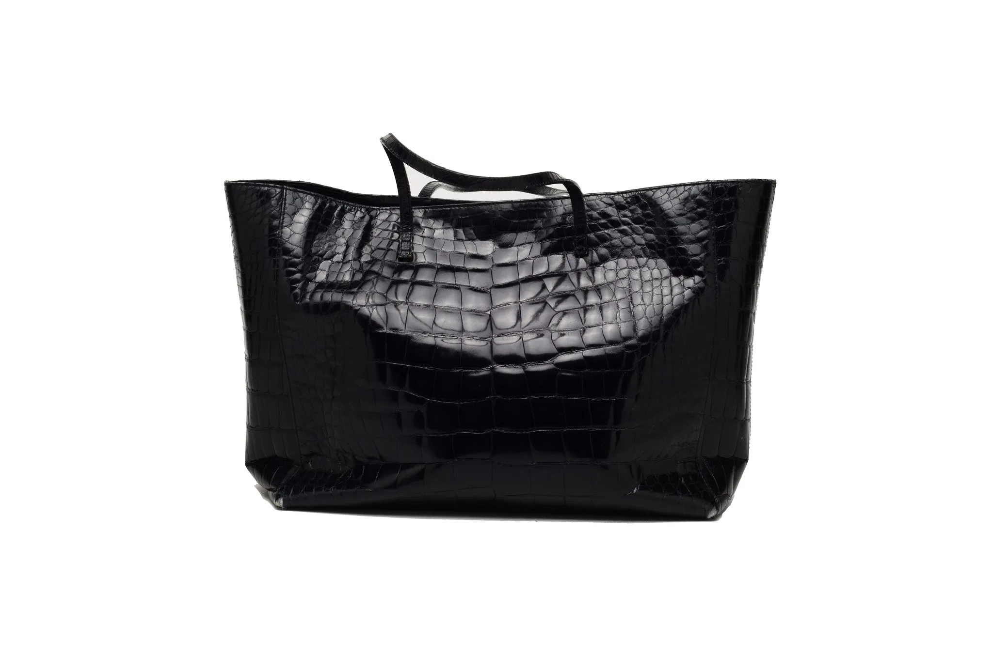 Fendi - Large Black Patent Alligator Bag