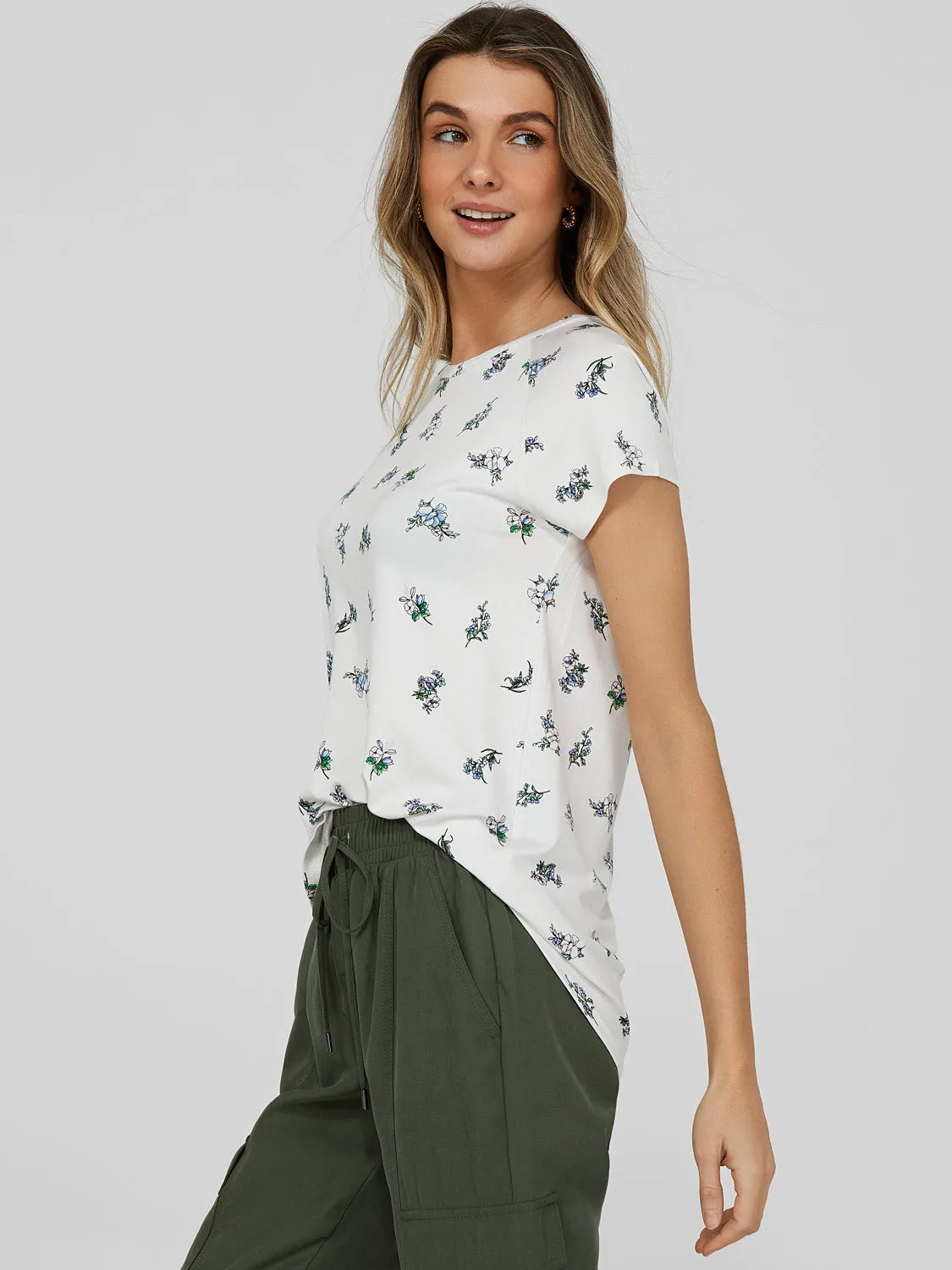 Floral Print Crew Neck T-Shirt