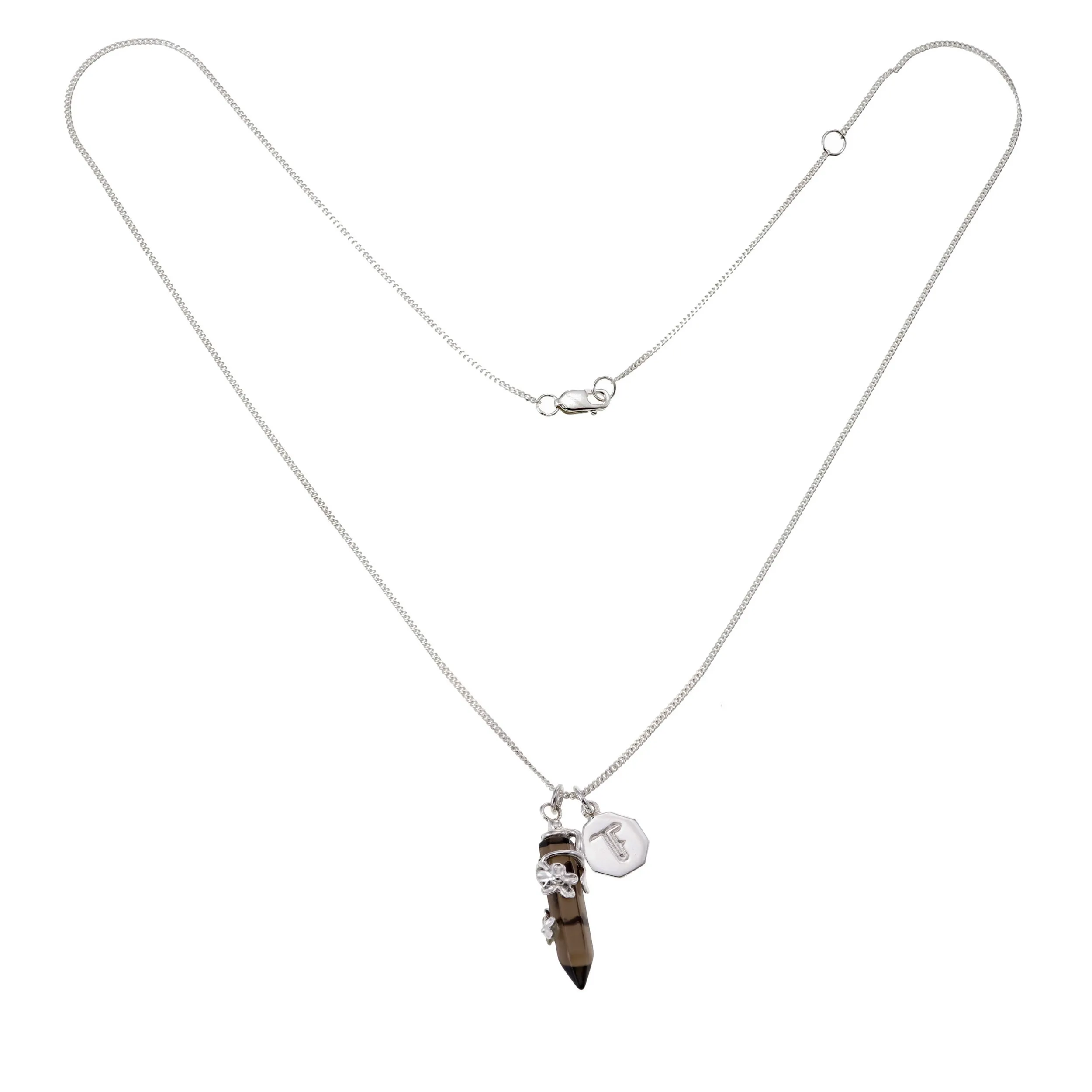 FLOWERING VINE NECKLACE - SMOKY QUARTZ - SILVER