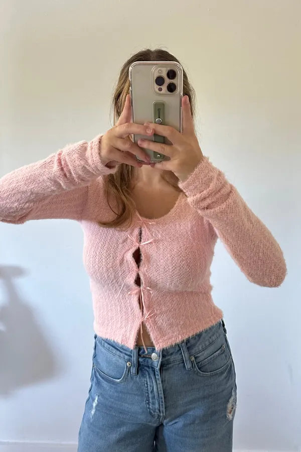 Fuzzy Front Tie Top