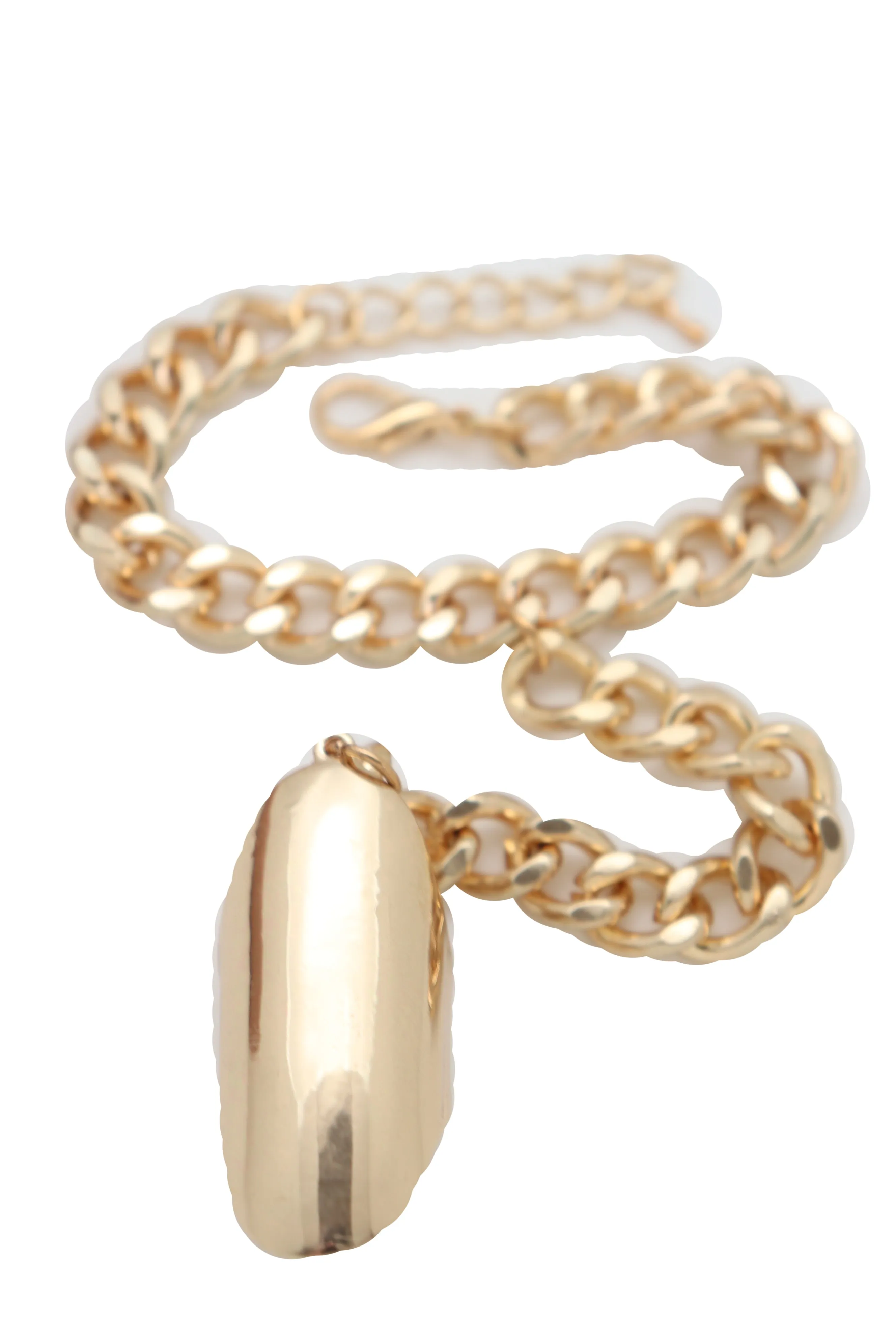 Gold Metal Hand Chain Wrist Bracelet Bling Connected Ring