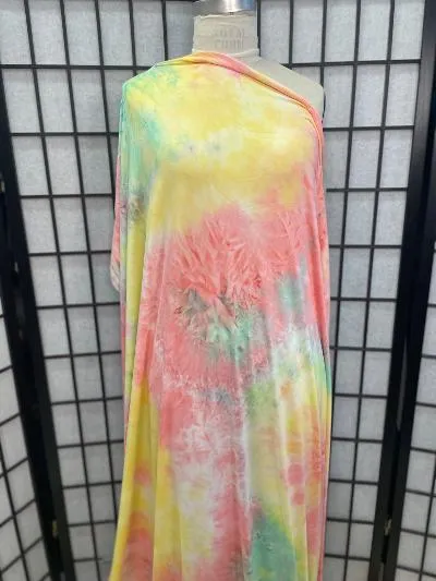 Green Yellow Pink Tie Dye Poly Jersey