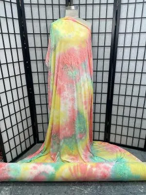 Green Yellow Pink Tie Dye Poly Jersey