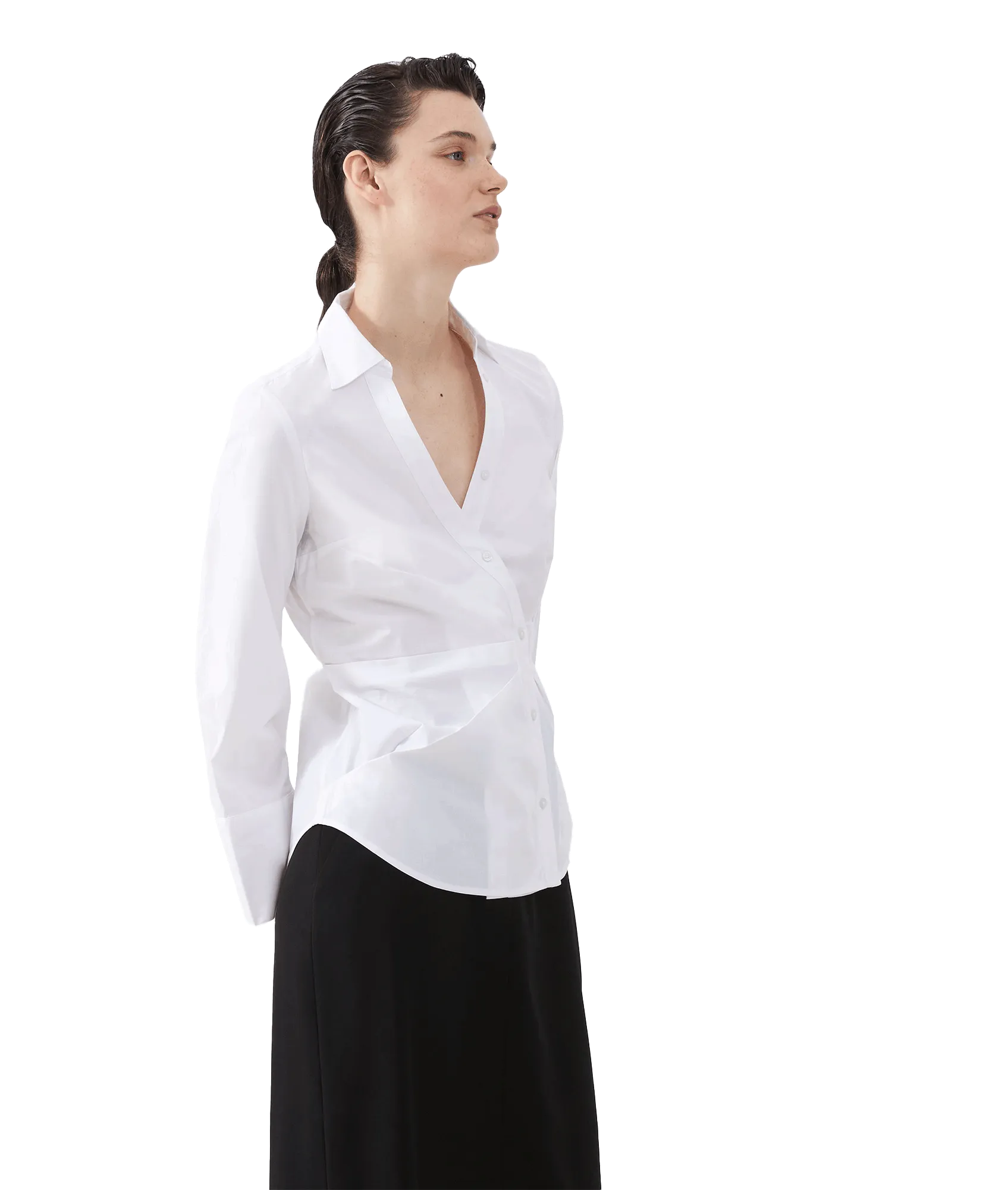 Isabelle Poplin Asymmetric Shirt - White